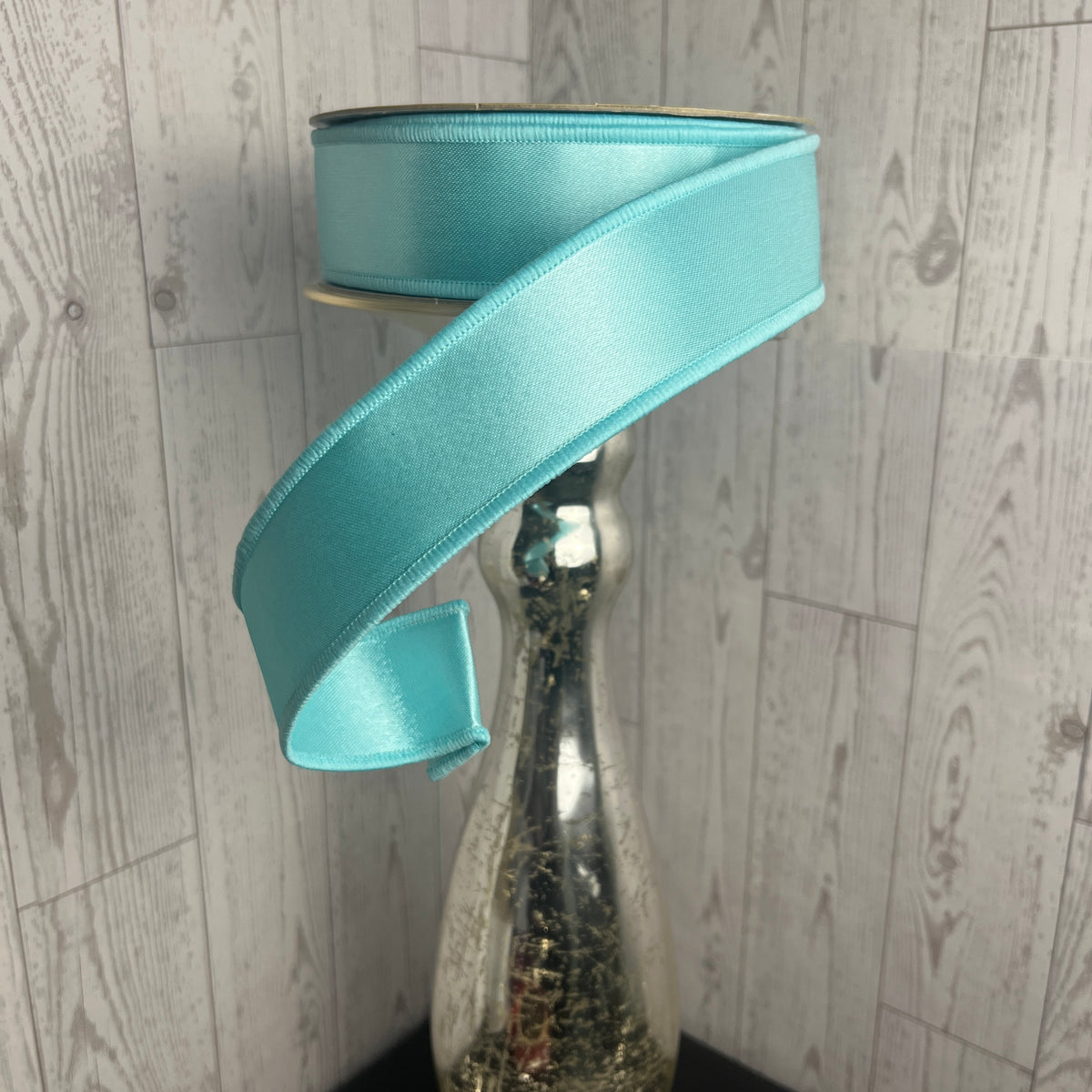 1.5"X10YD SATIN FUSED Aqua Blue