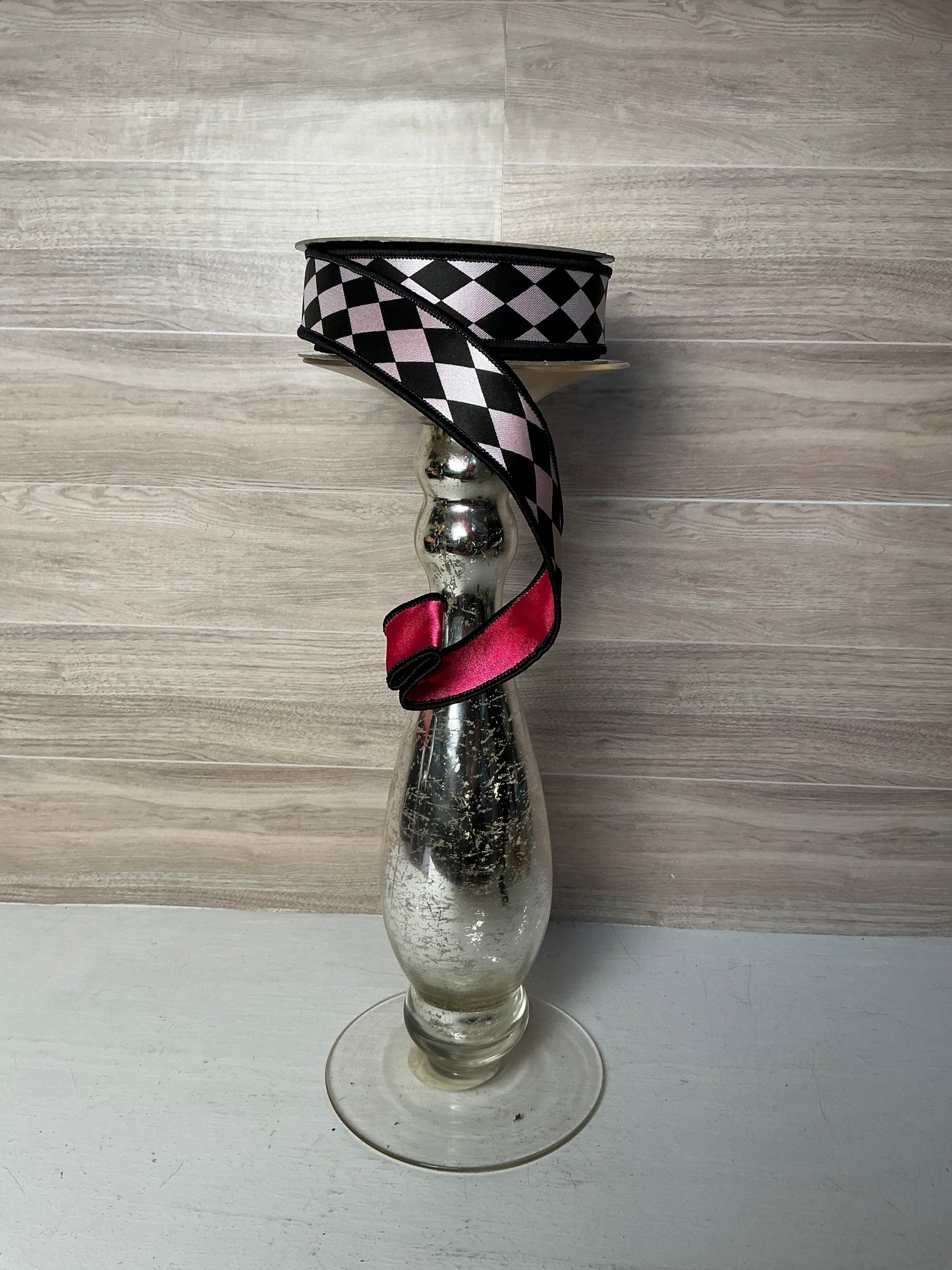 1.5"X10YD HARLEQUIN/FUSED White/ Black/ Hot Pink