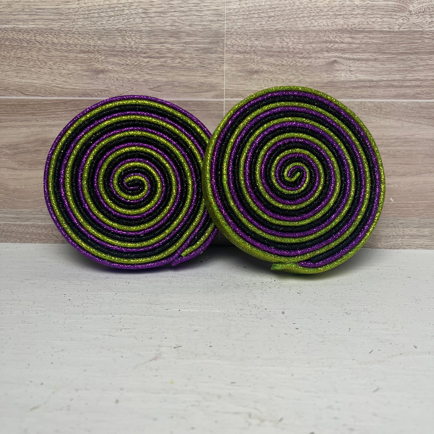 Halloween Purple, Lime Green, Black ,Faux Handmade Lollipops - SET 2