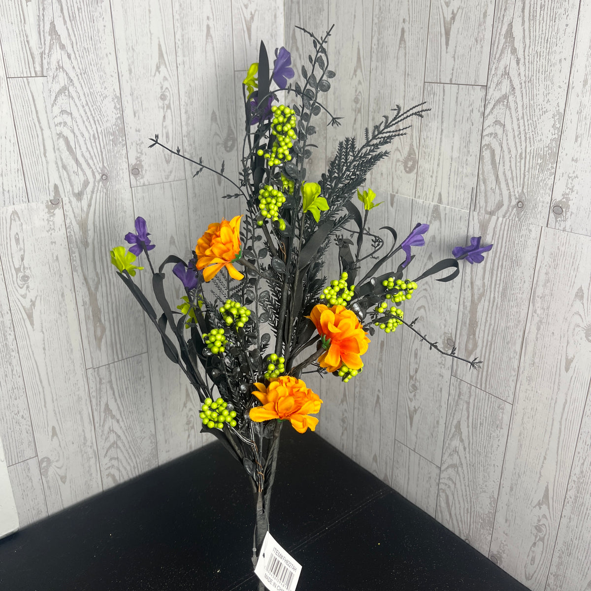 26"L Marigold Flower Fern Grass Halloween Spray
