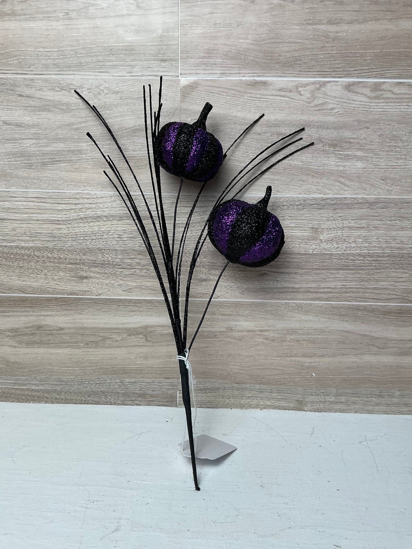 12" GLITTER PUMPKIN PICK- Purple
