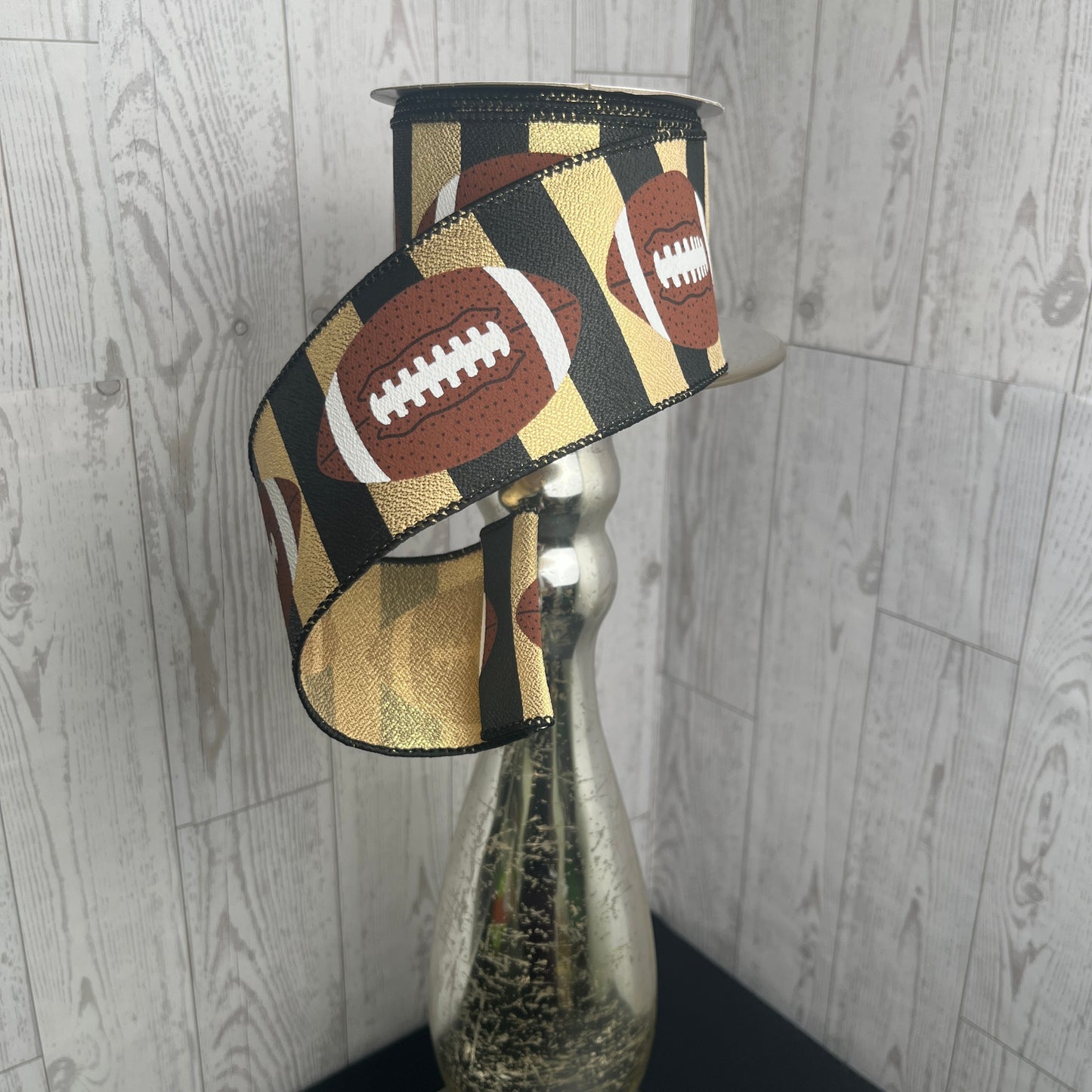 2.5"X10YD FOOTBALLS Gold Black Brown
