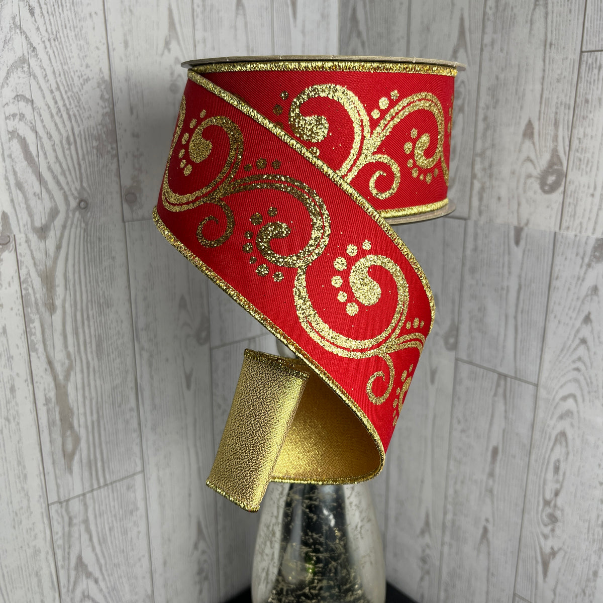 2.5"X10YD SWIRLS/FUSED Red Gold