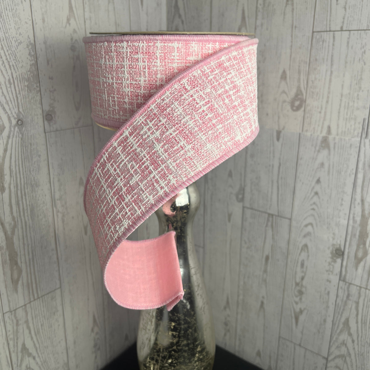 2.5"X10YD KNIT LOOK TEXTURE/FUSED Pink White