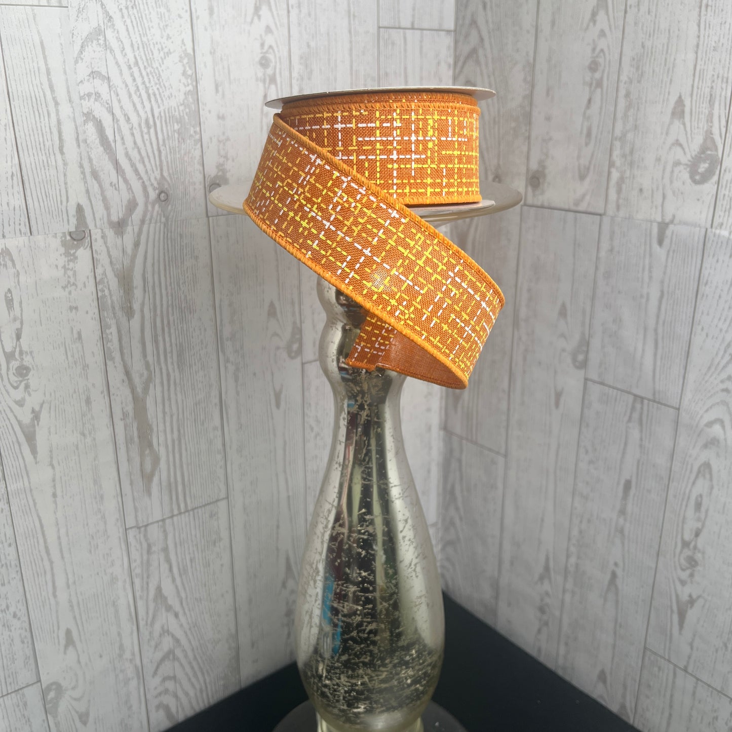 1.5"X10YD STITCHED LINES, Pumpkin, White, Orange Yellow