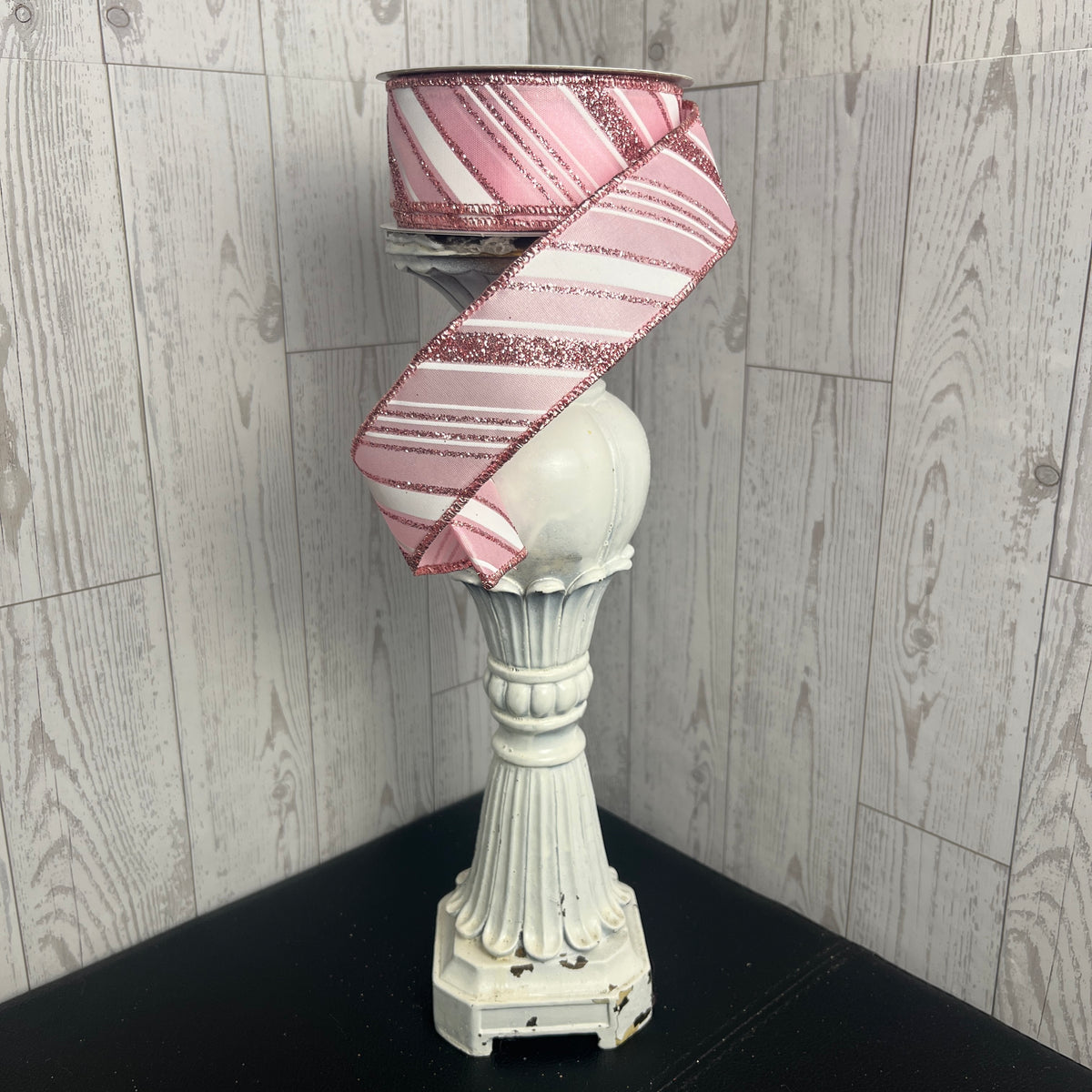 1.5"X10YD DIAGONAL LINE/SATIN-Pink white