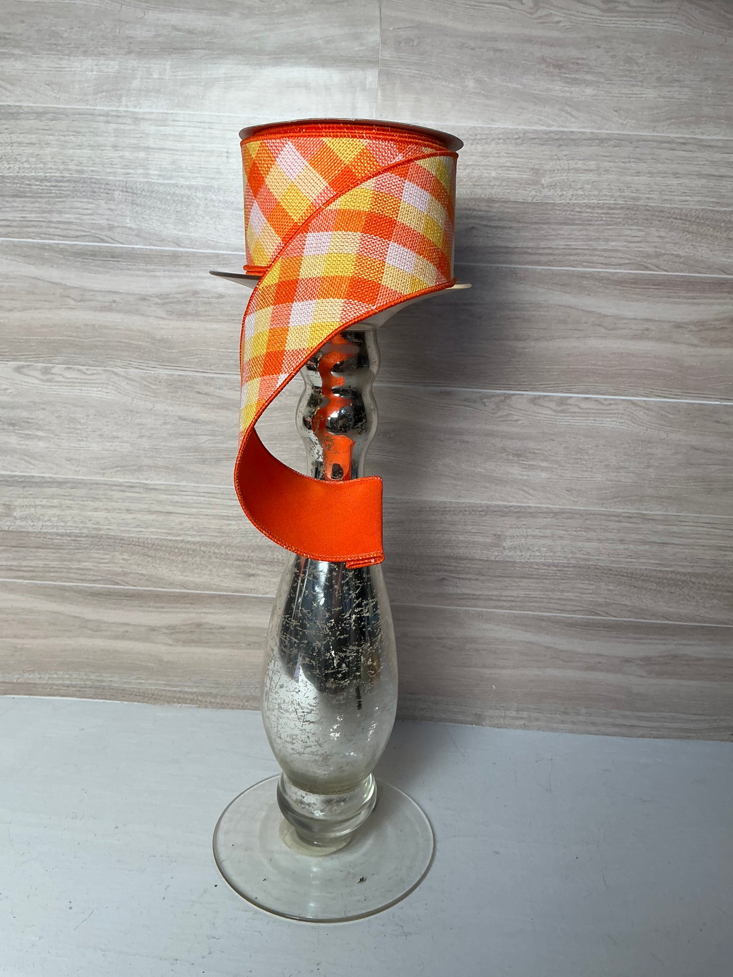 2.5"X10YD Diagonal WOVEN CHECK/PG FUSED Orange, Yellow, White
