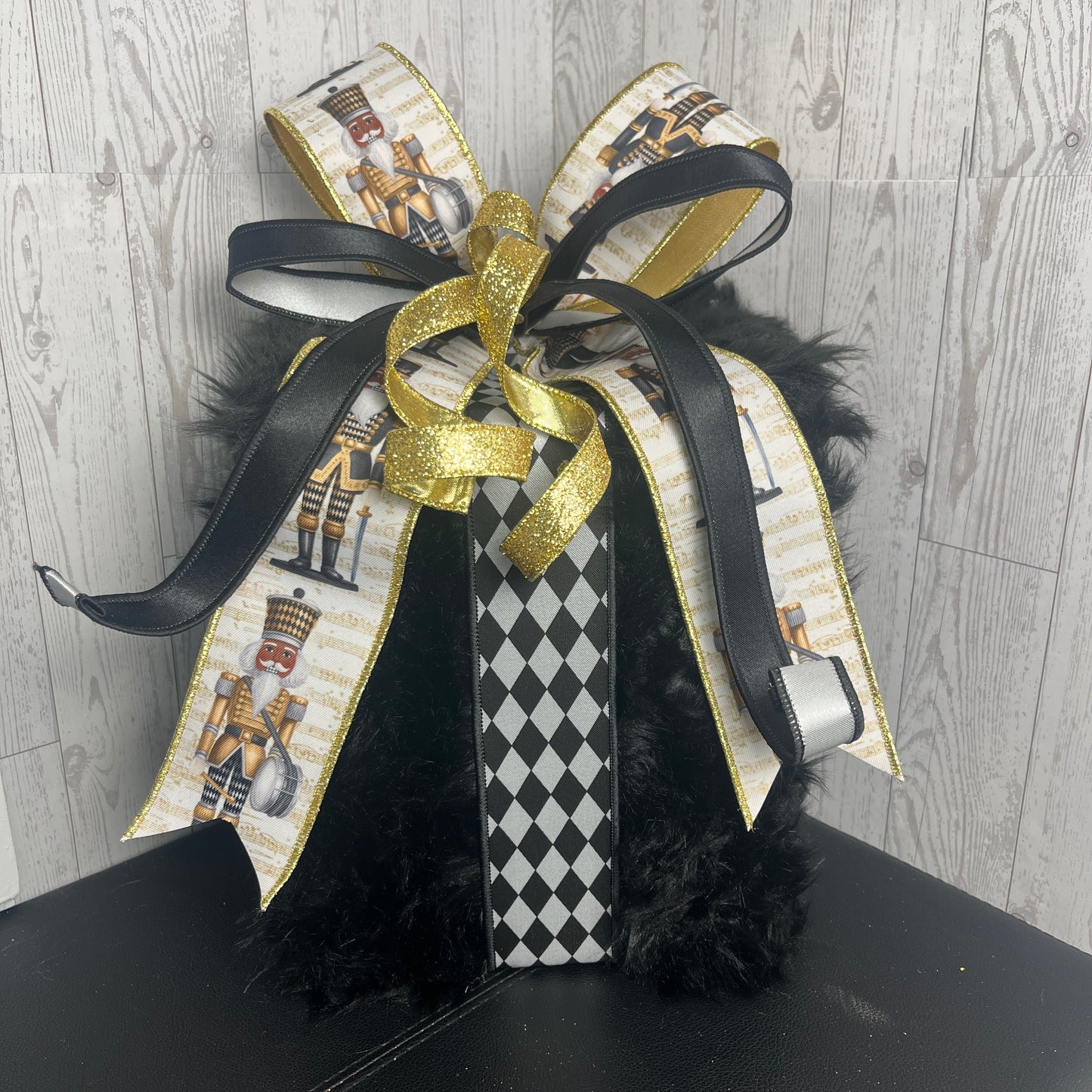 Pre-Order Black Gold Brown Nutcracker Furry Gift Box Prop