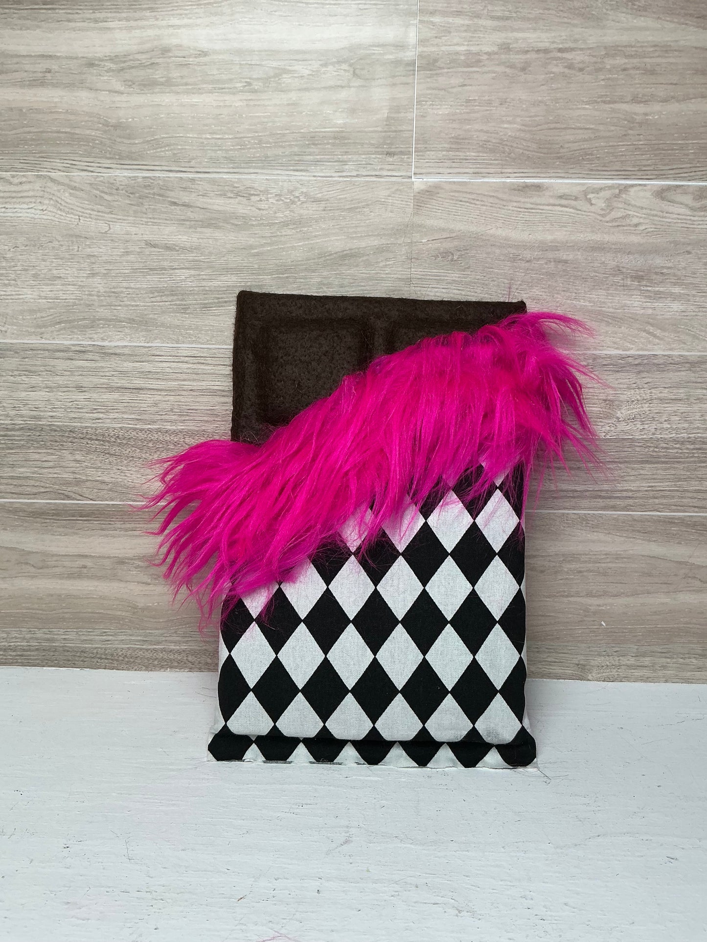 Faux Chocolate Candy Bar - Harlequin with Hot Pink Fur
