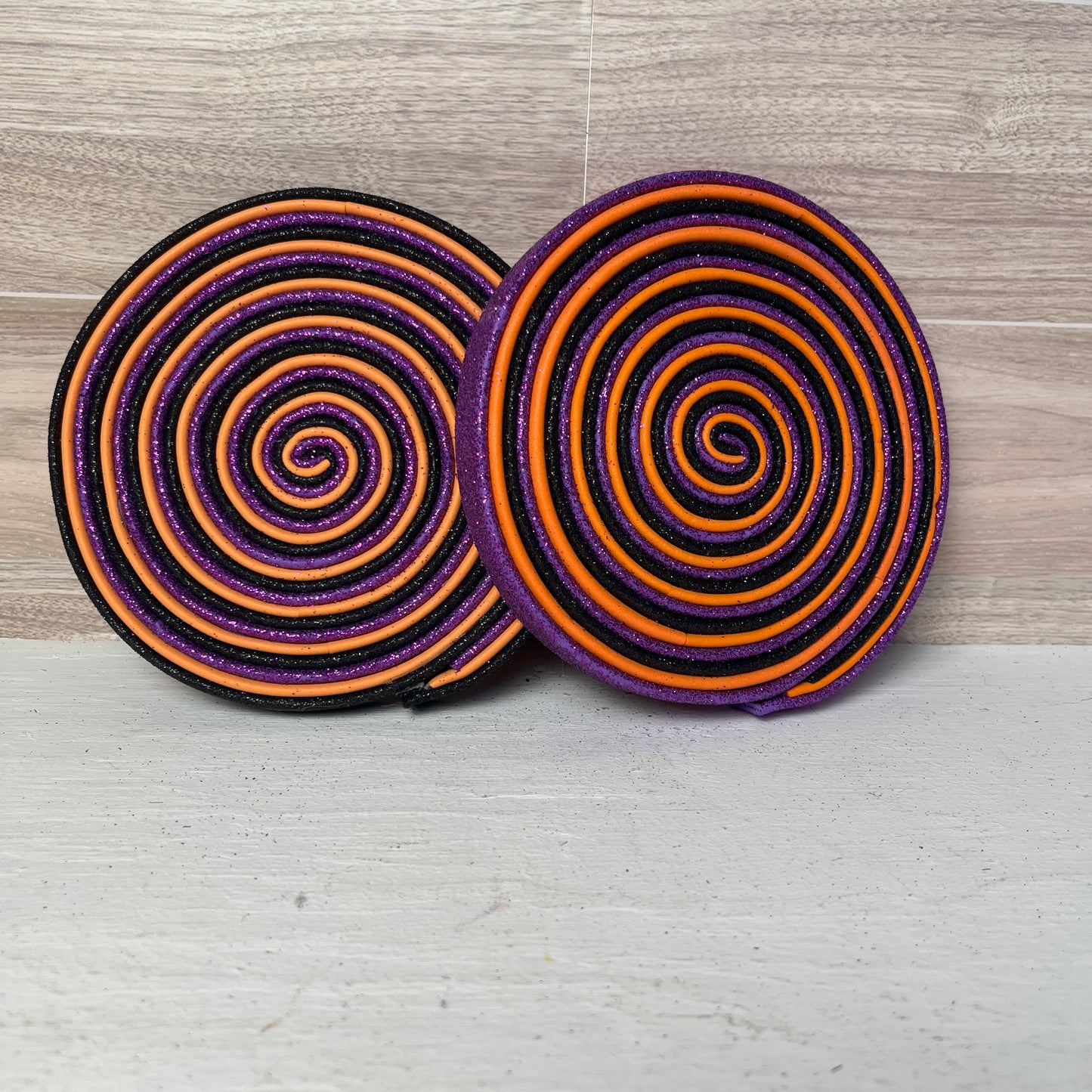 XL Halloween Purple, Orange ,Black Faux Handmade Lollipops - SET 2 No Stick