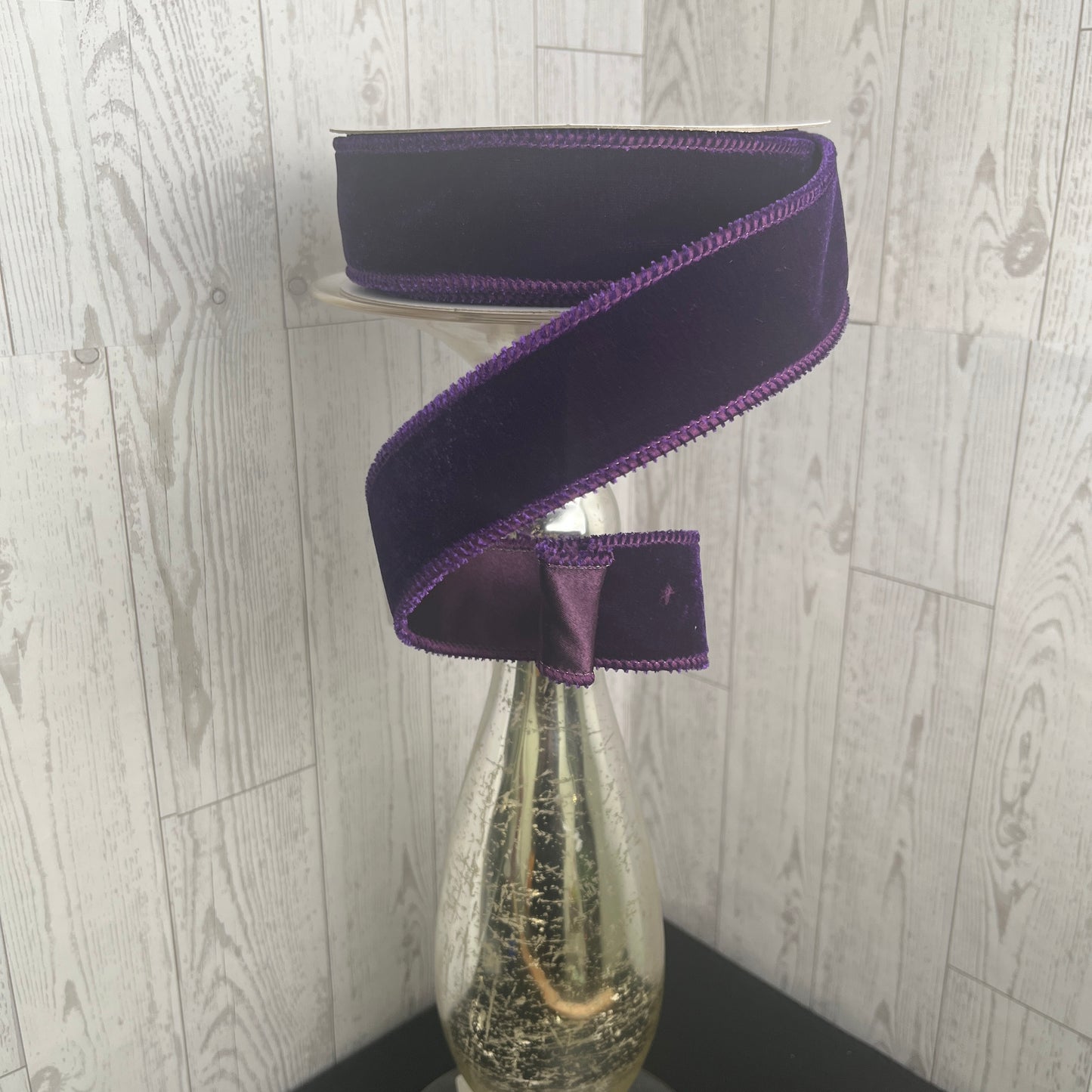 1.5"X10YD Purple Brown Velvet Satin Backed