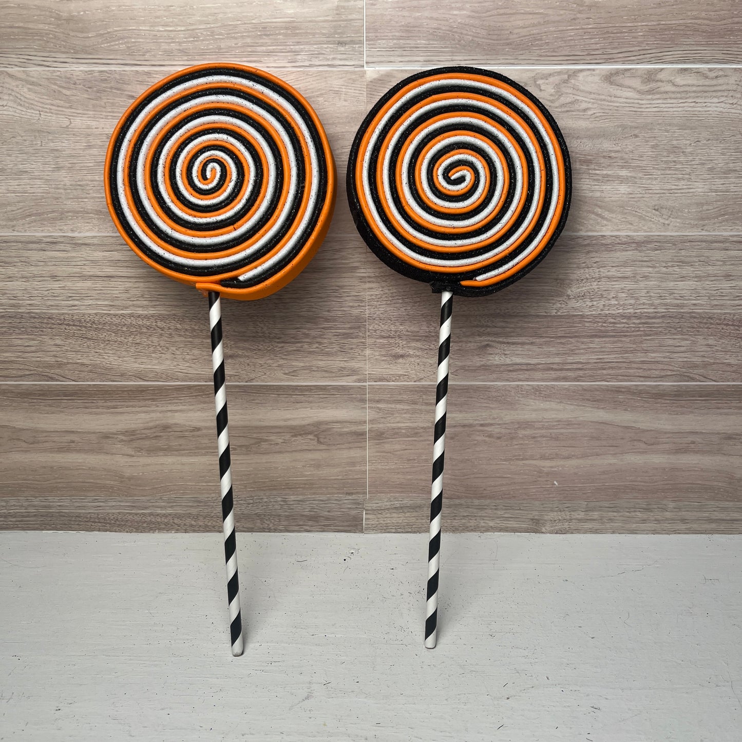 Faux Handmade Lollipops with Stick - SET 2 Orange, Black White
