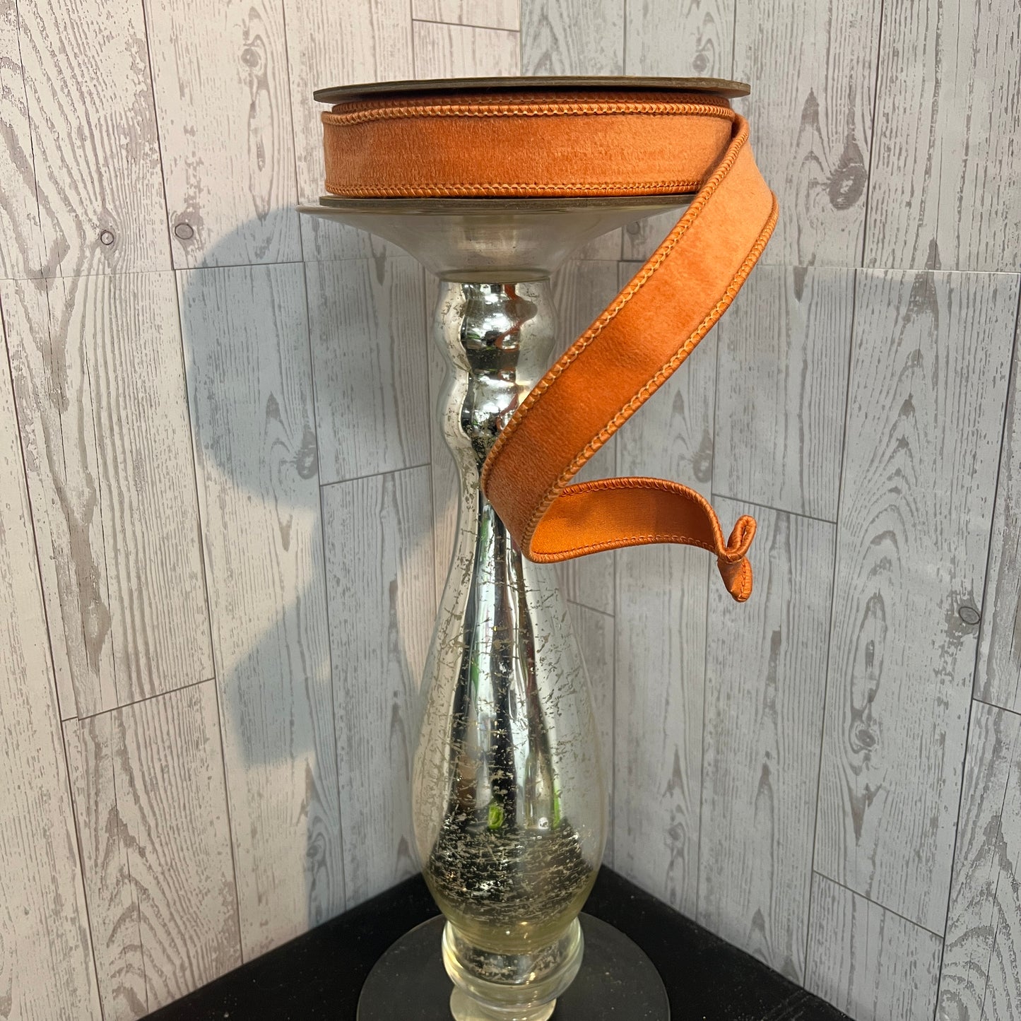 1” Velor Orange Ribbon with orange backing