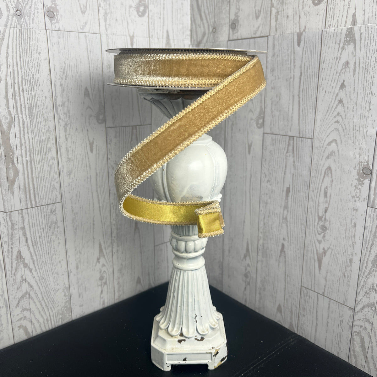 7/8"X10YD DELUXE VELVET/SATIN BACKING- Taupe