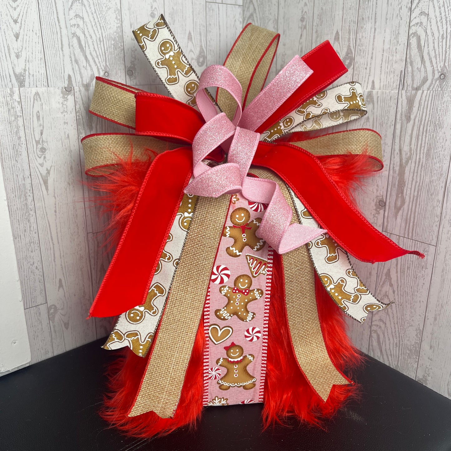 Pre-Order Light Pink Gingerbread Red Furry Gift Box Prop