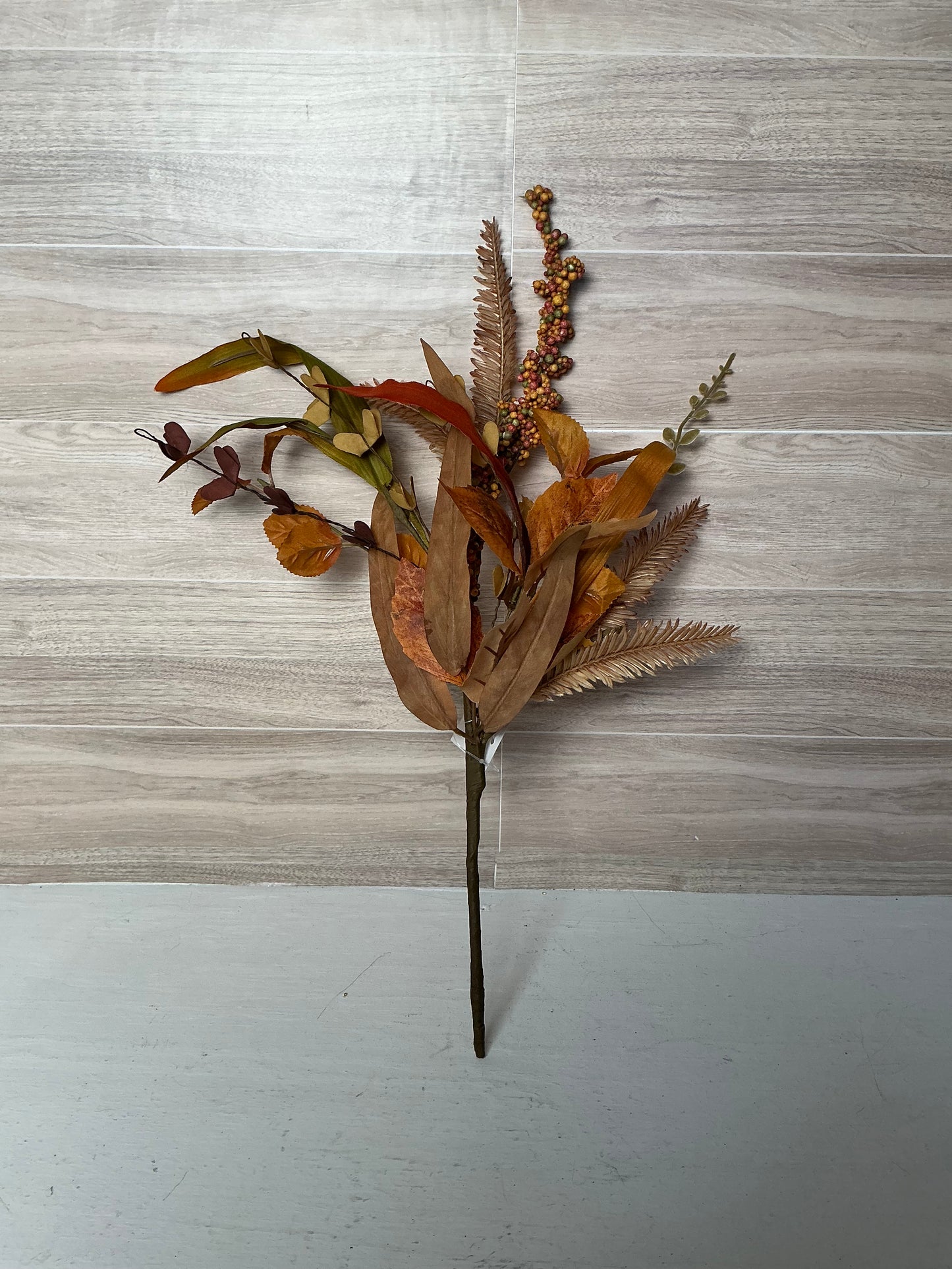 19" Bead/Leaf Bouquet Burgundy, Rust & Mustard