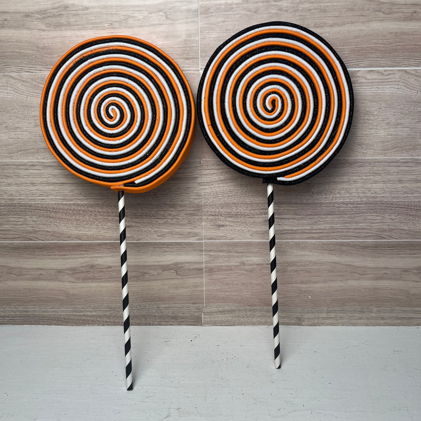 XL Halloween Orange, Black, White Lollipops (2)