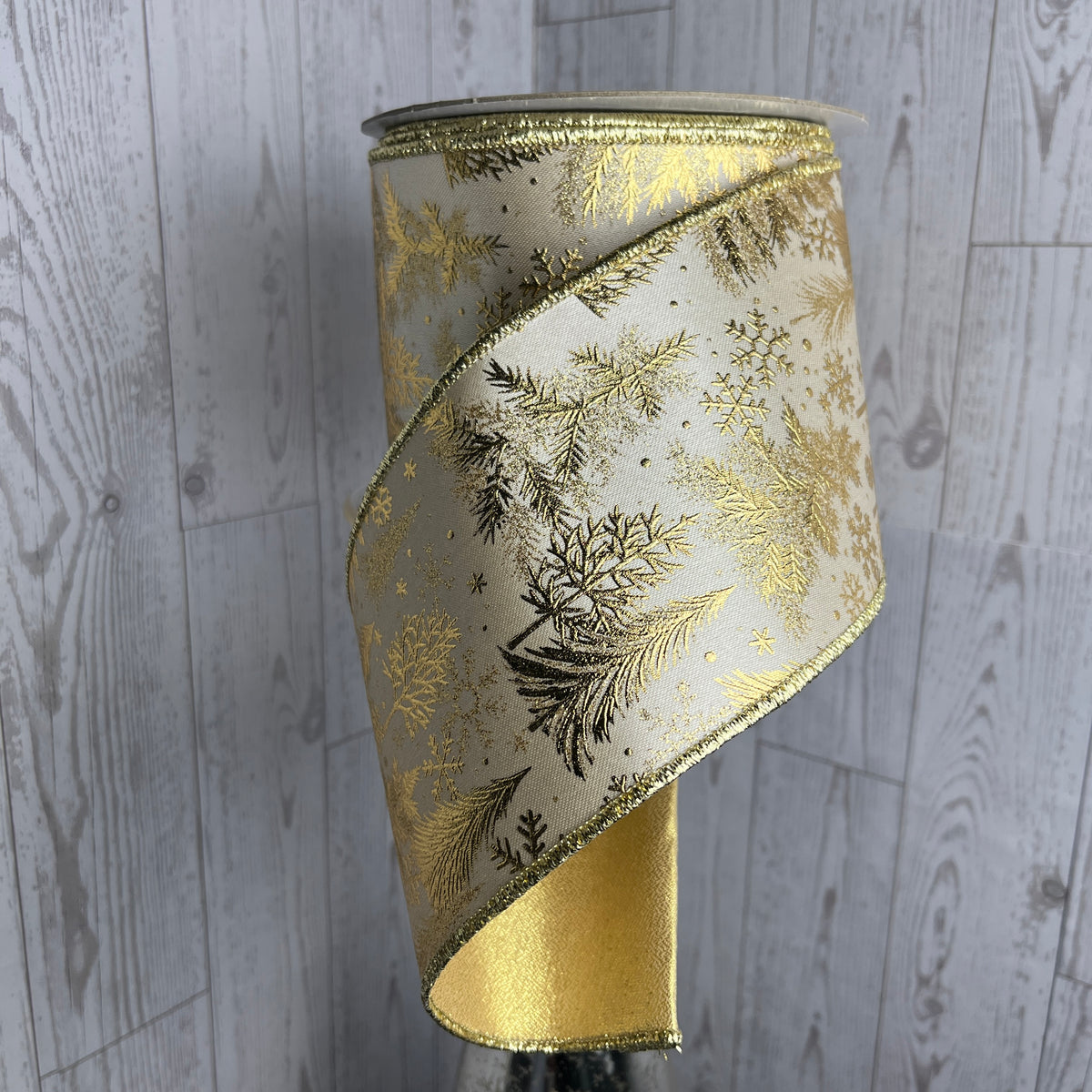 4"X10YD FOIL TREE/FUSED Cream Gold