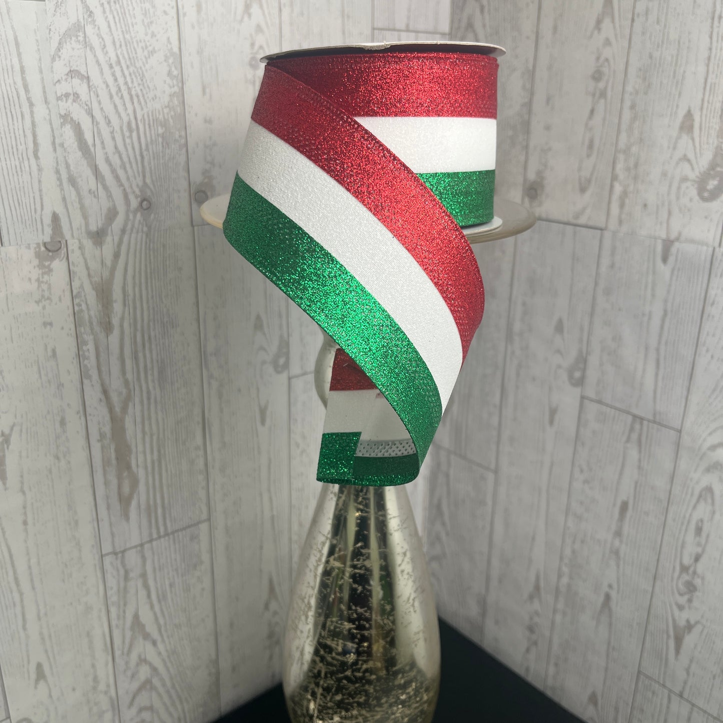 2.5"X10YD 3-IN-1 SHIMMER GLITTER Red White Green