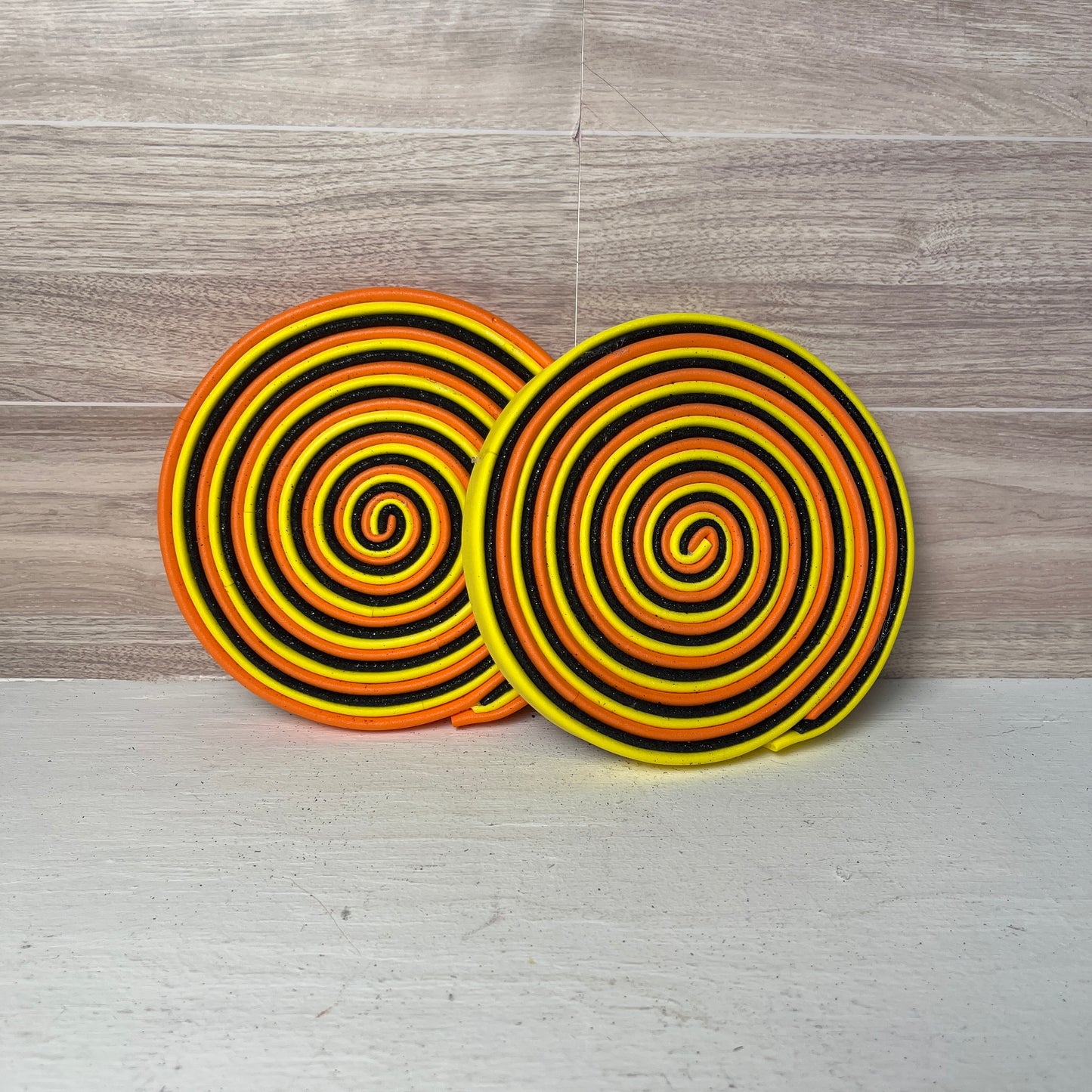 XL Halloween Orange, Black , Yellow Faux Handmade Lollipops - SET 2 No Stick