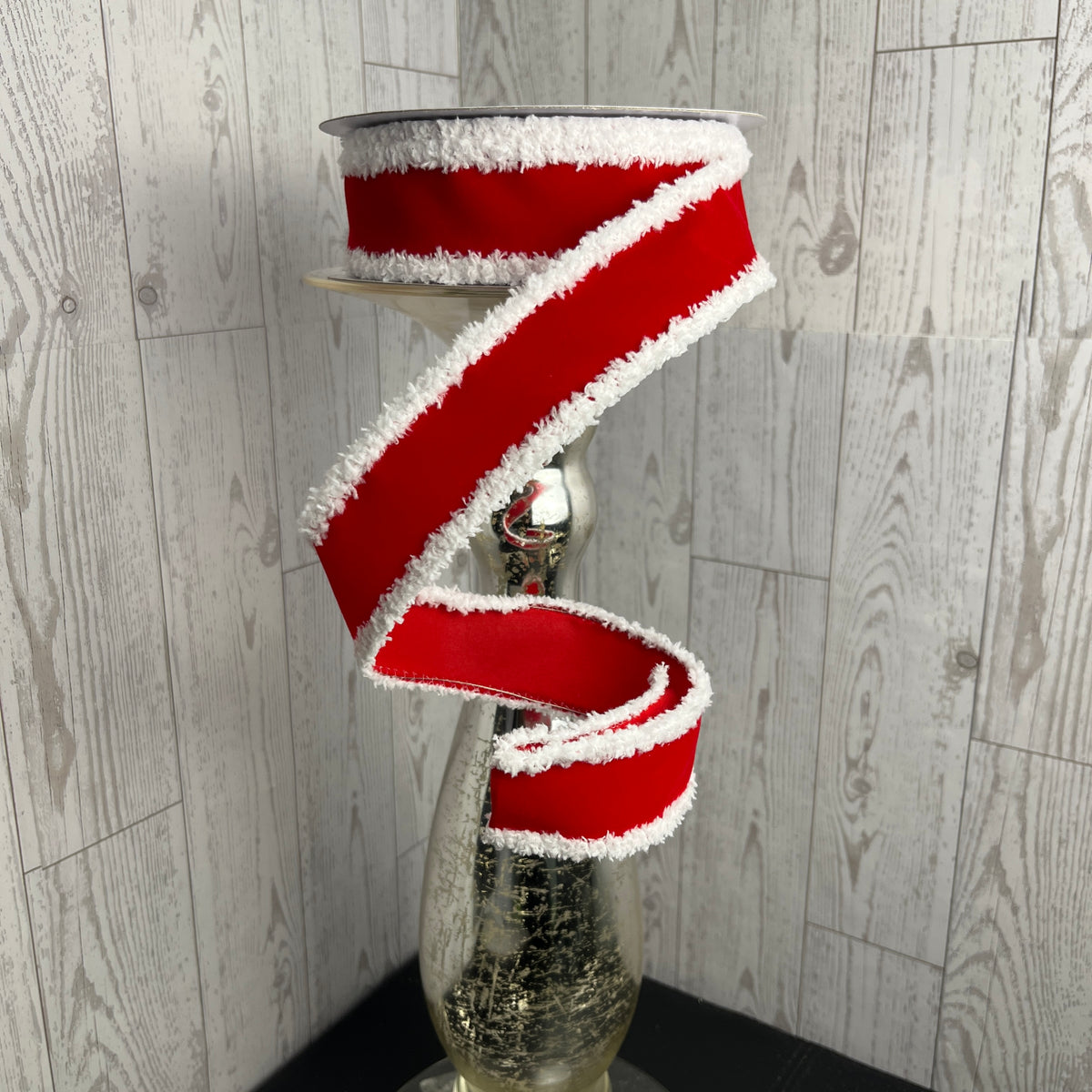 1.5"X10YD VELVET W/DRIFT Red White