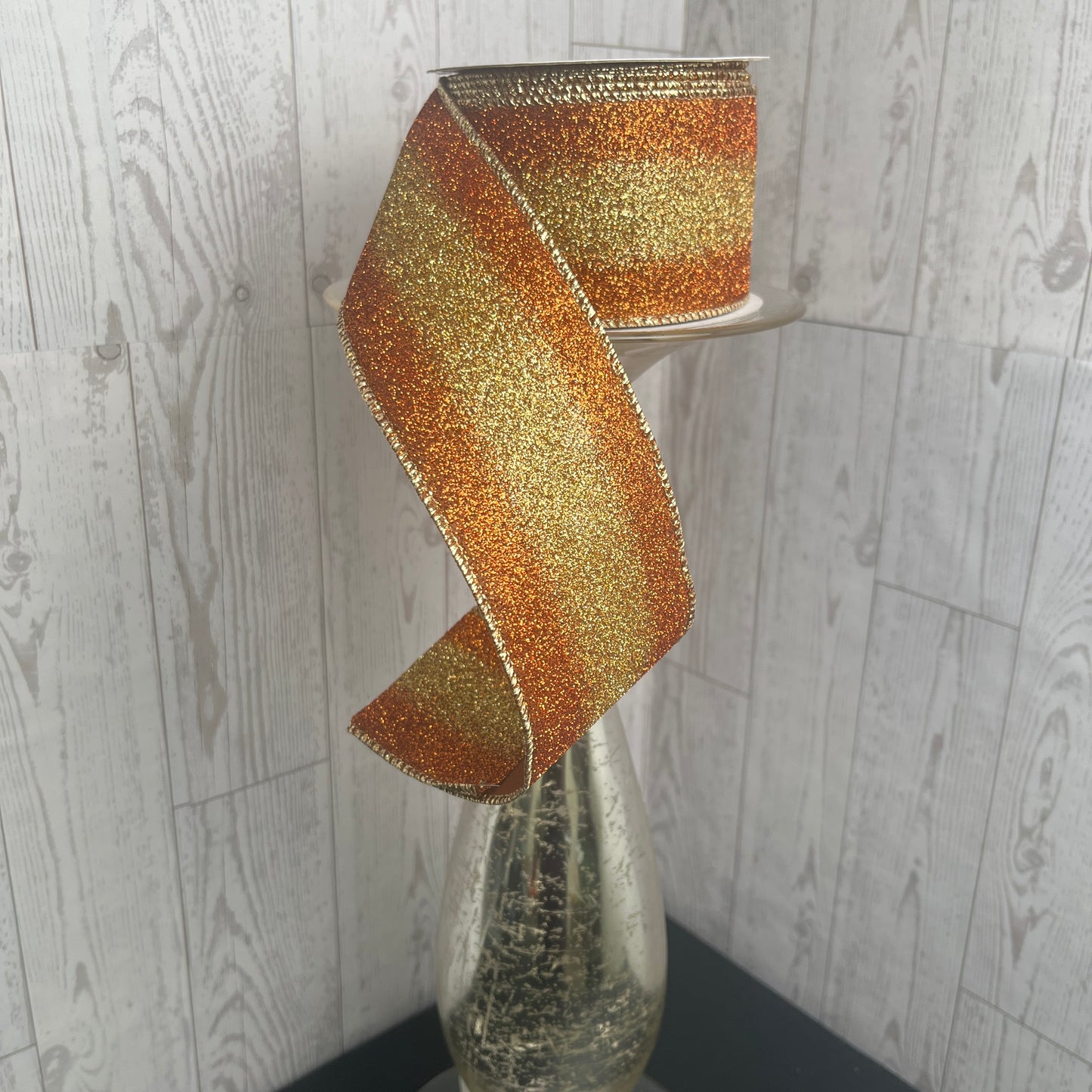 2.5"X10YD GRADIENT GLITTER Brown Copper Gold