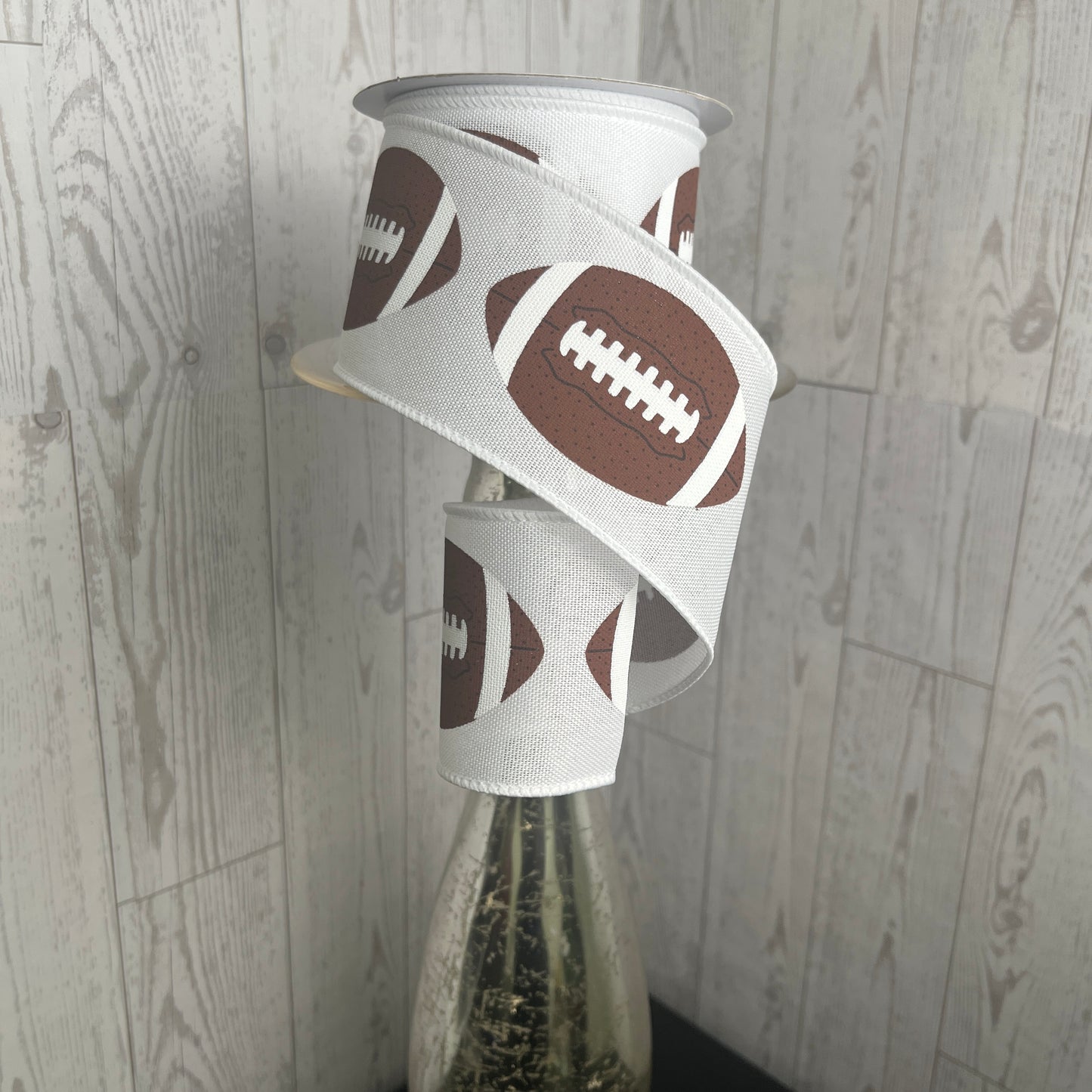 2.5"X10YD FOOTBALLS ON ROYAL White Brown