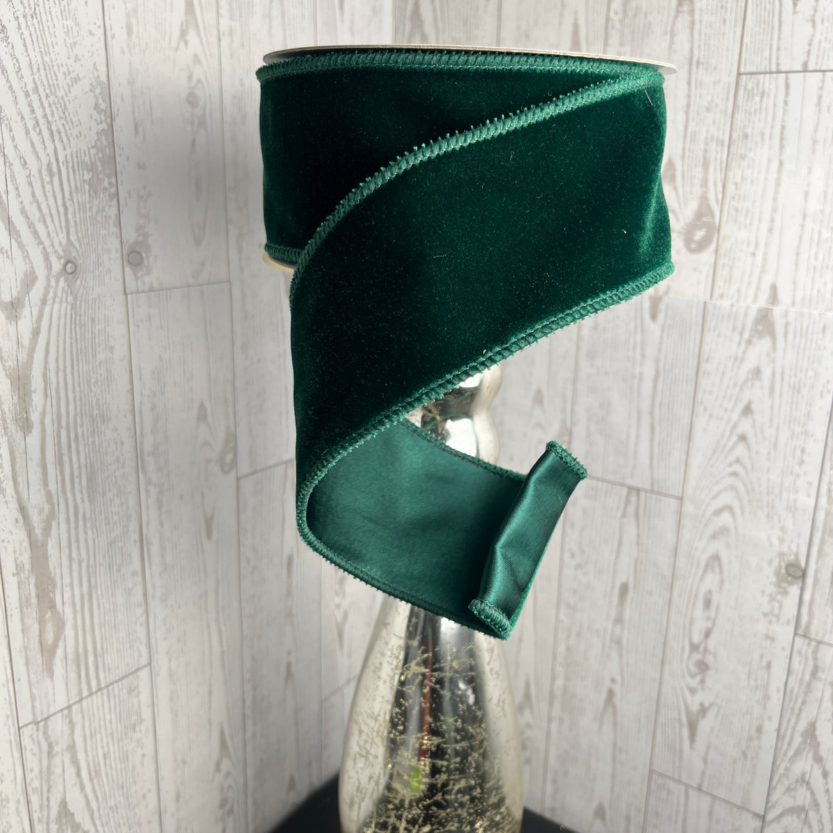 2.5"X10YD DELUXE VELVET/SATIN BACKING Hunter Green