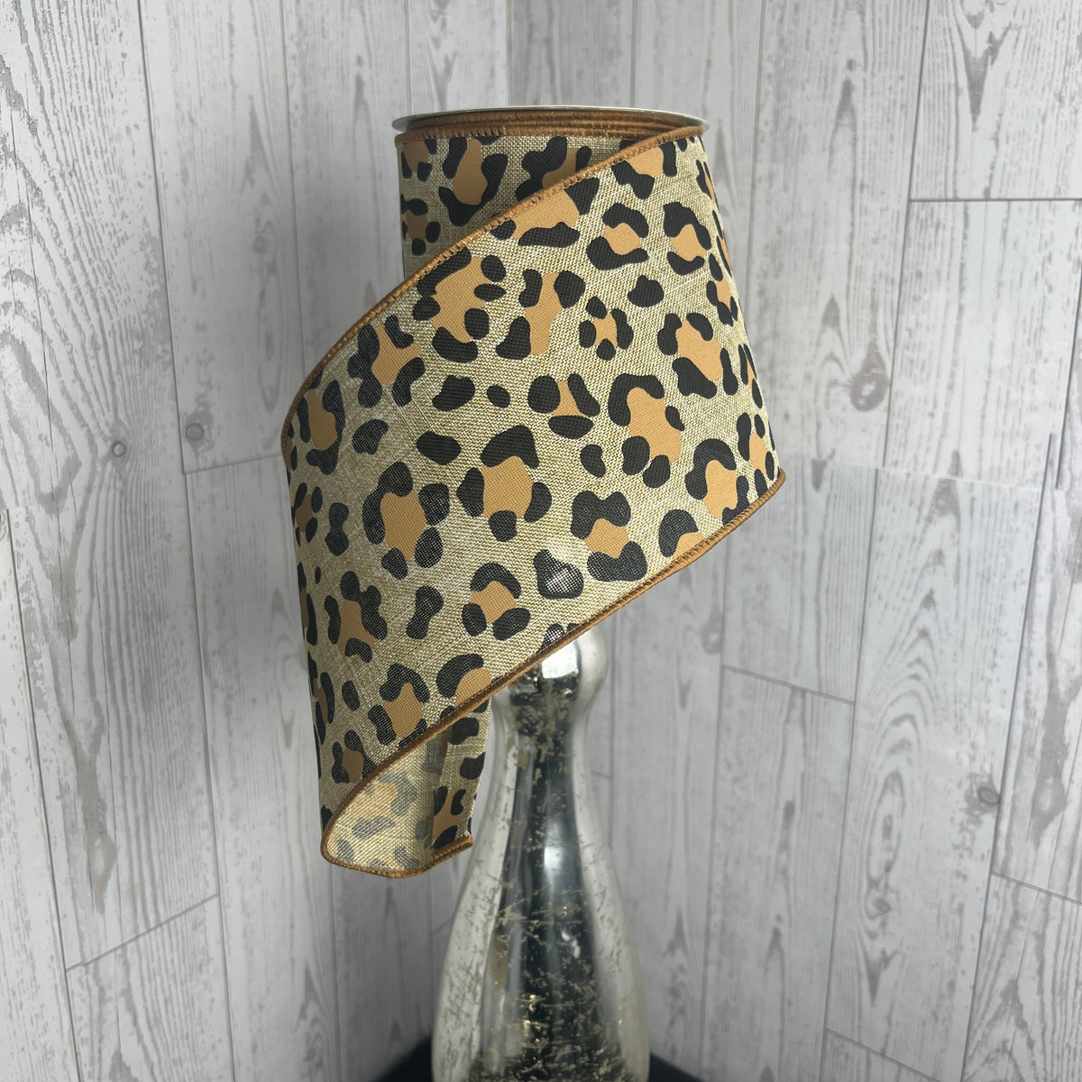 4"X10YD LEOPARD PRINT/ROYAL Light Beige Black Brown
