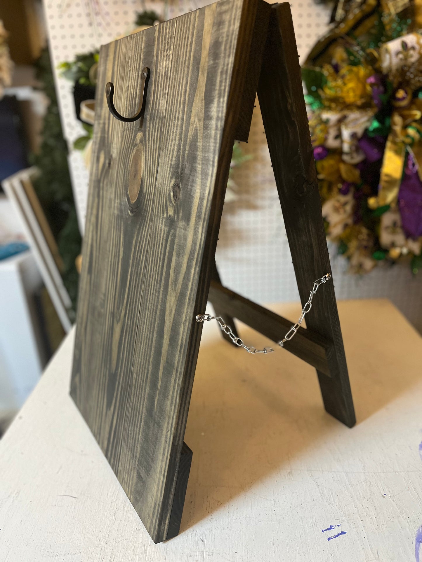 Wooden stained Wreath Stand