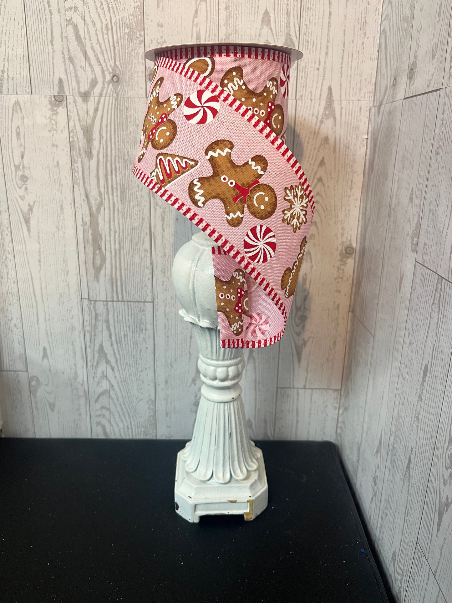2.5"X10YD GINGERBREAD/STRIPE Light Pink, Red, Brown