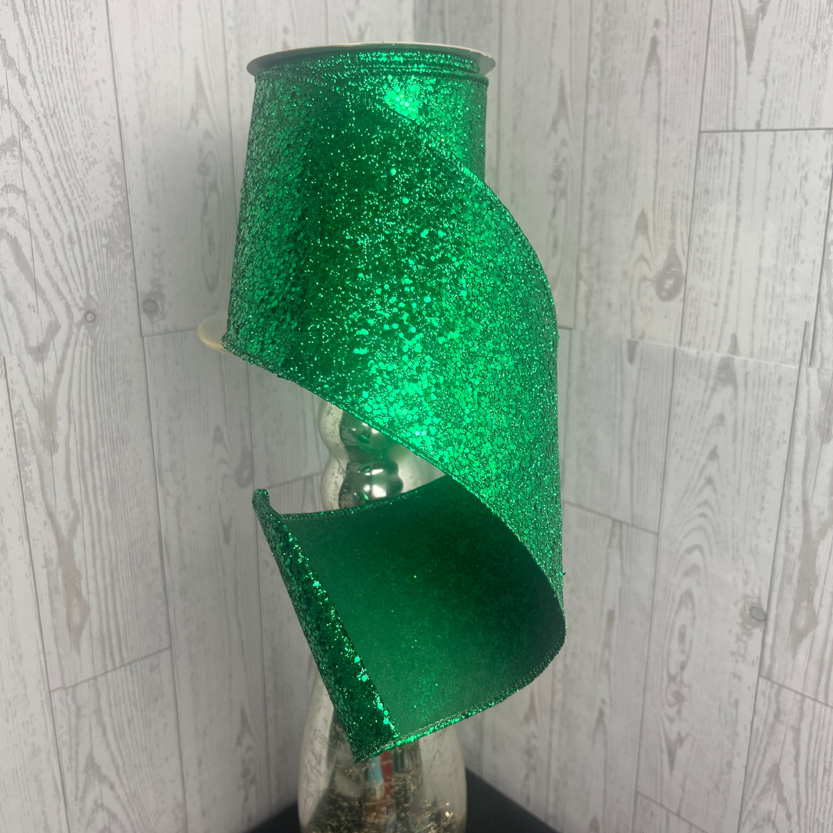 4"X10YD LARGE GLITTER Emerald Green