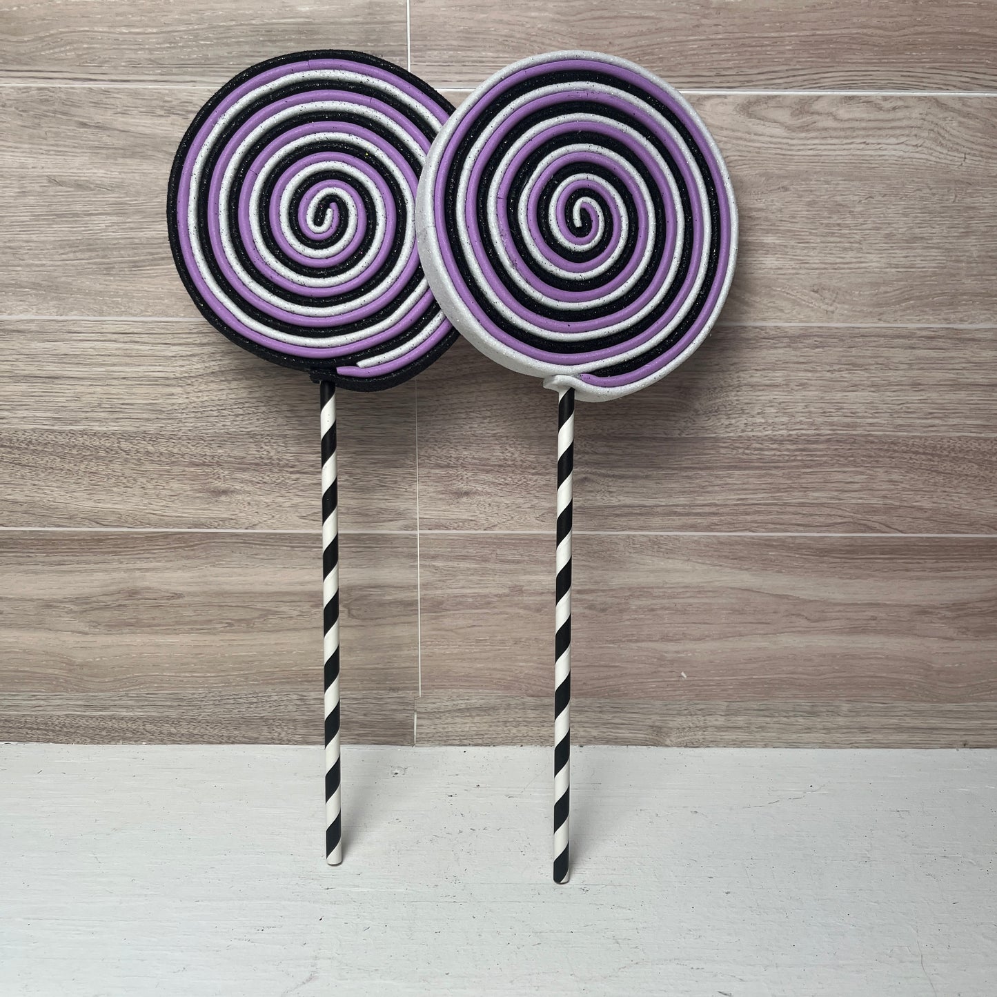 Lavender, Black and White Foam Lollipops (2)
