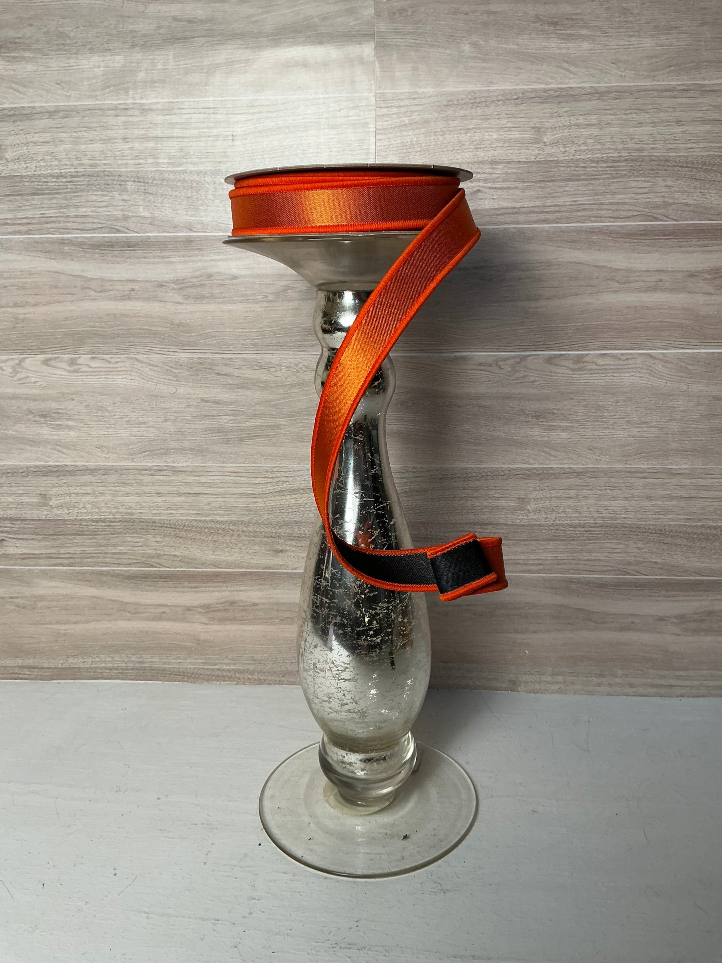 7/8"X10YD SATIN FUSED Orange & Black