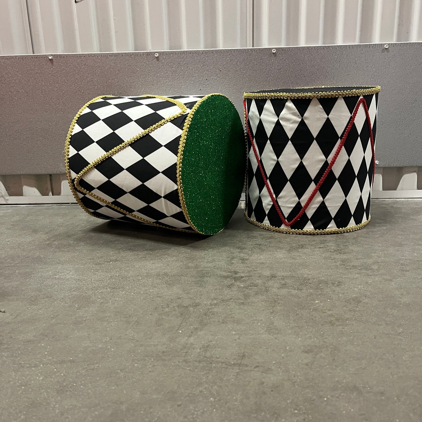 Harlequin Black & White Nutcracker Drum Decorative Props Set(2)