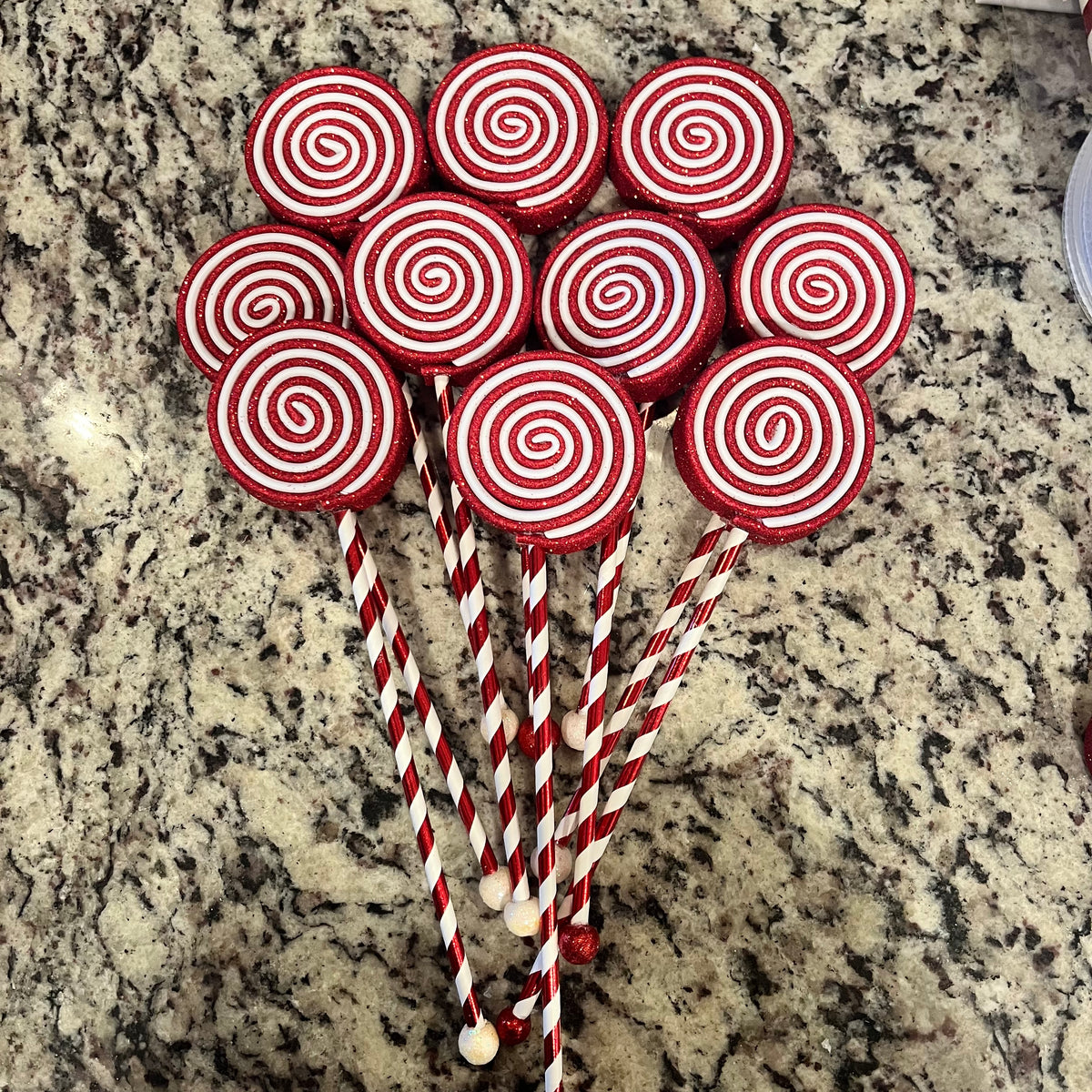 Whimsical Red & White Small Size Lollipops (4)