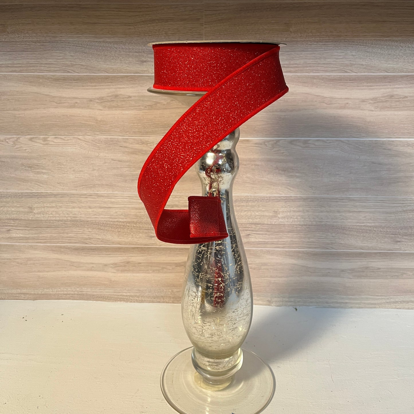 1.5"X10YD Red Glitter Fused Sparkle Ribbon