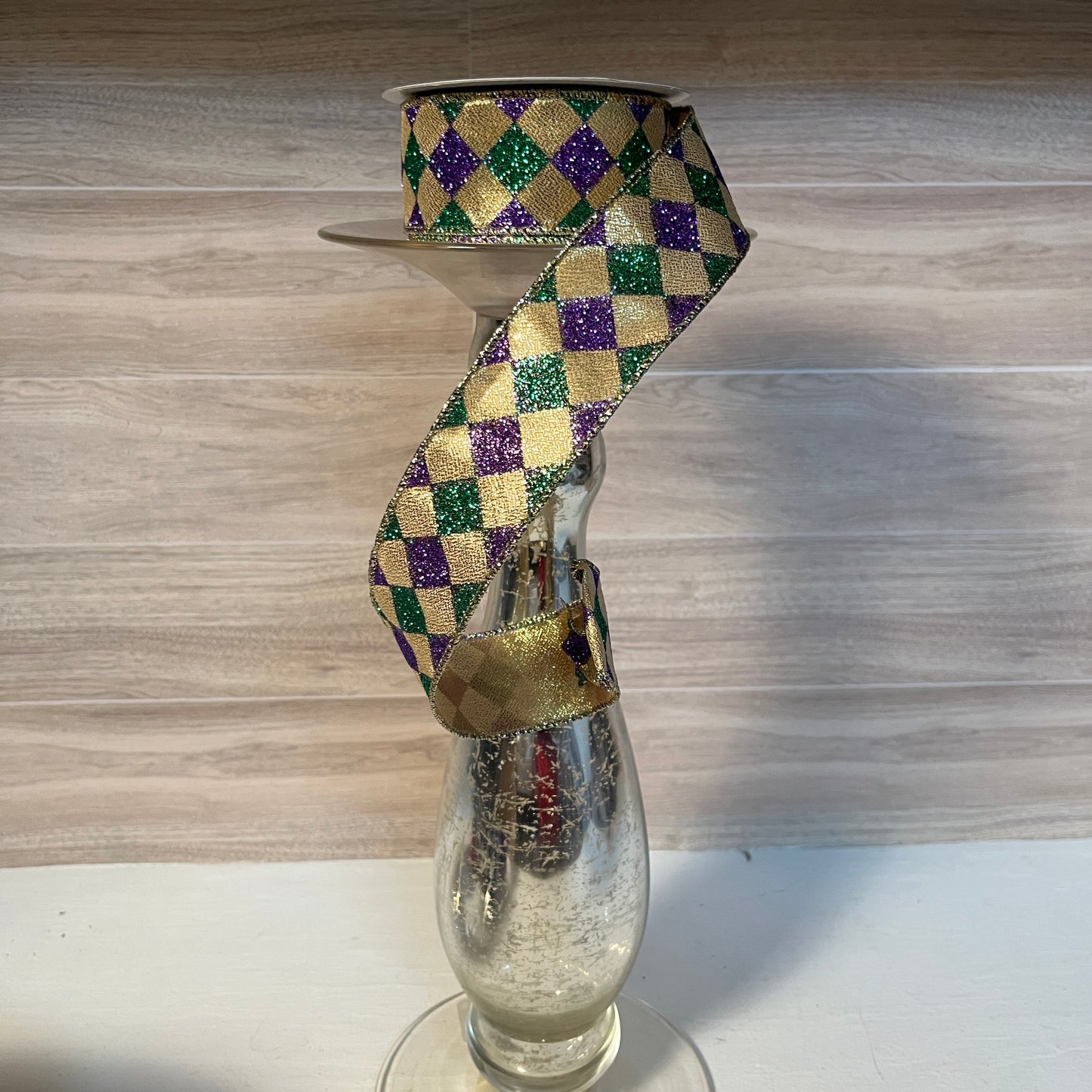 1.5"X10YD Diamond Mardi Gras Ribbon