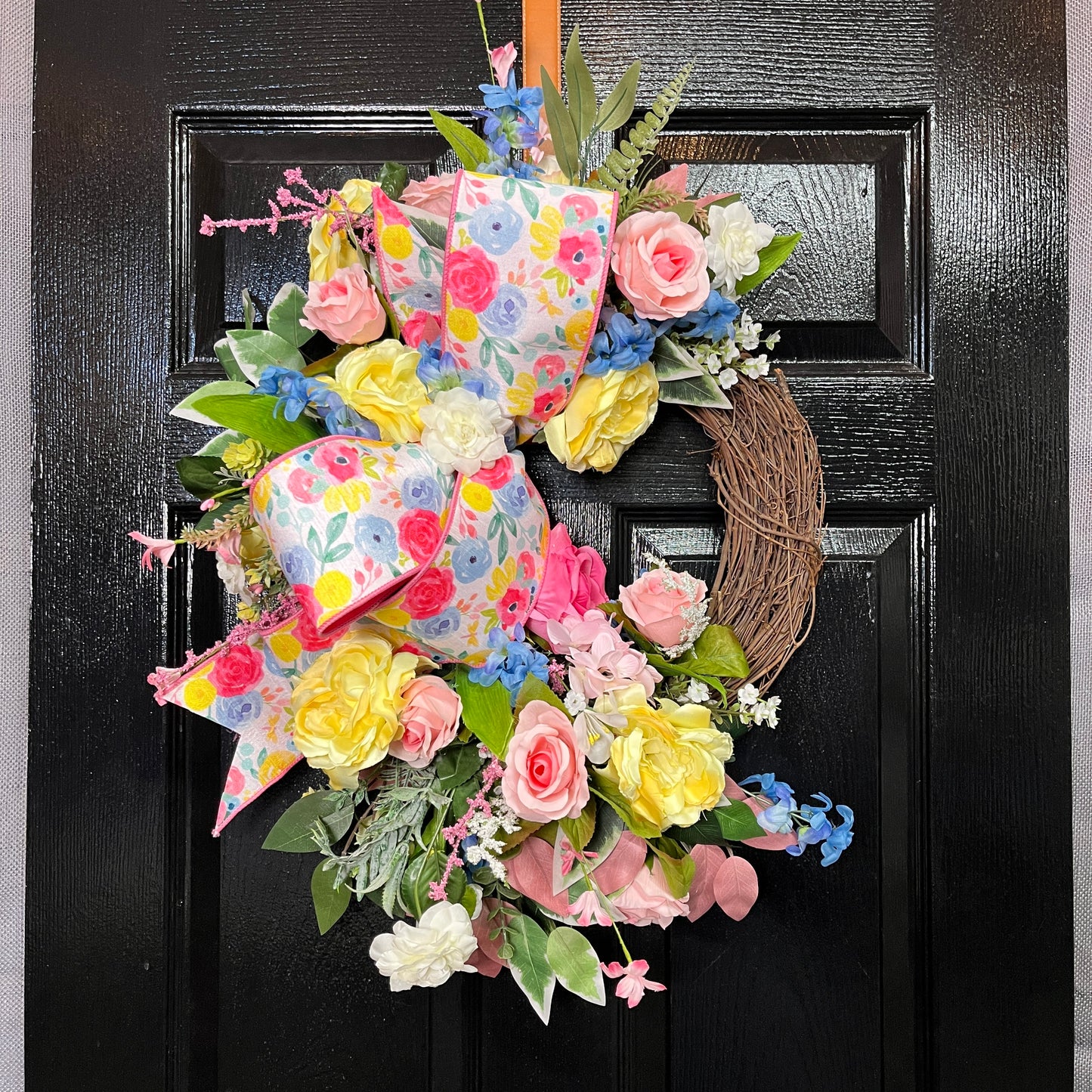 14" Spring Floral Grapevine Wreath