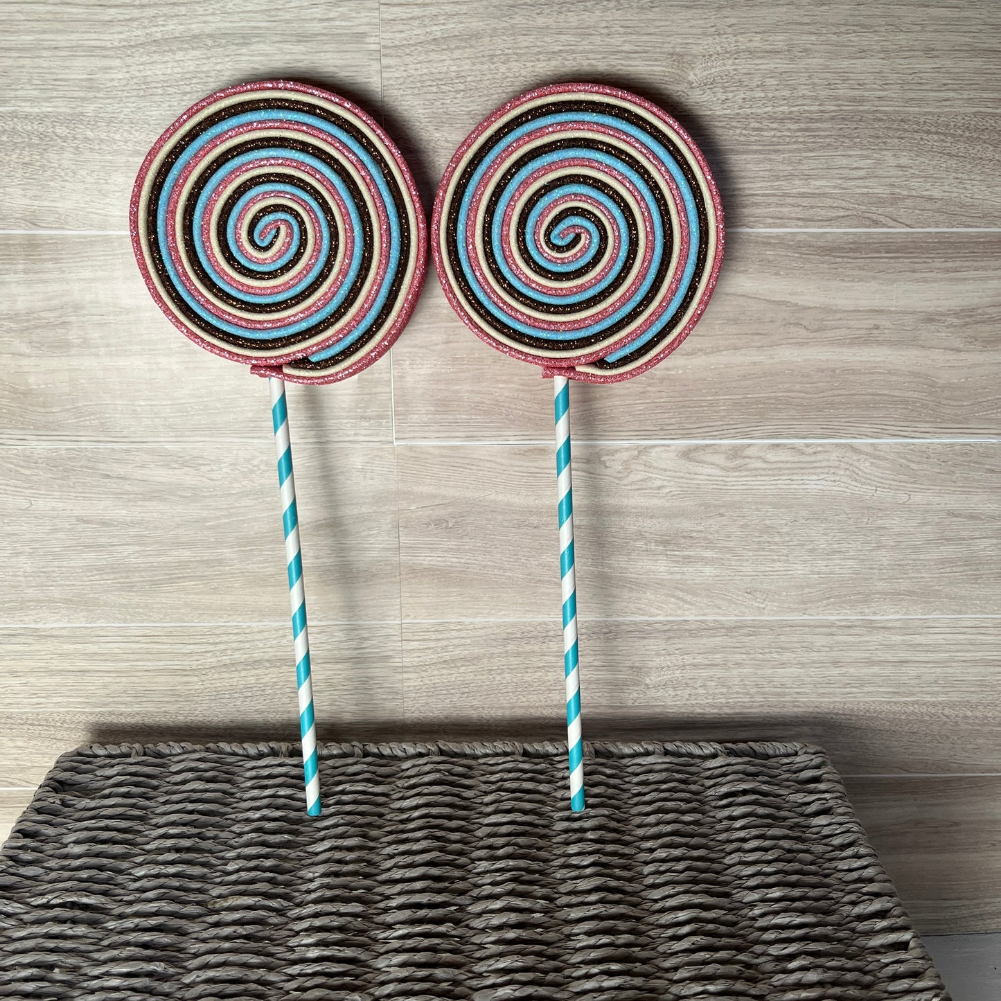 Faux Handmade Lollipops with Stick - SET 2 Neapolitan w/Blueberry