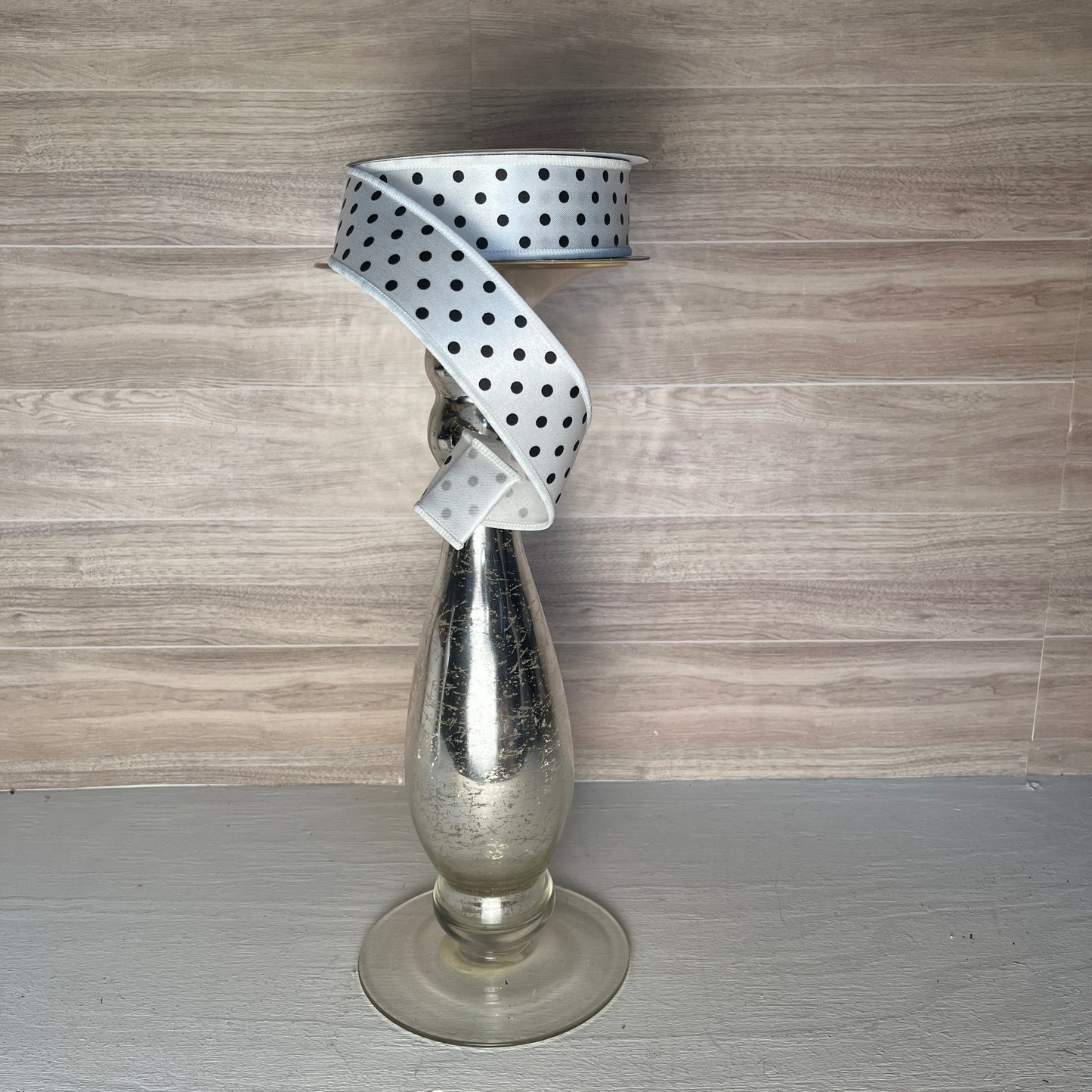 1.5" White w/Black Polka Dots Ribbon