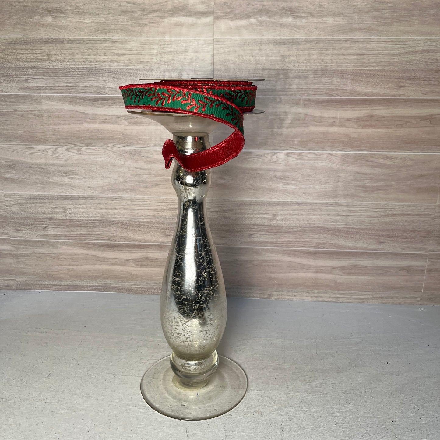 7/8"X10YD Floral Red & Green fused ribbon