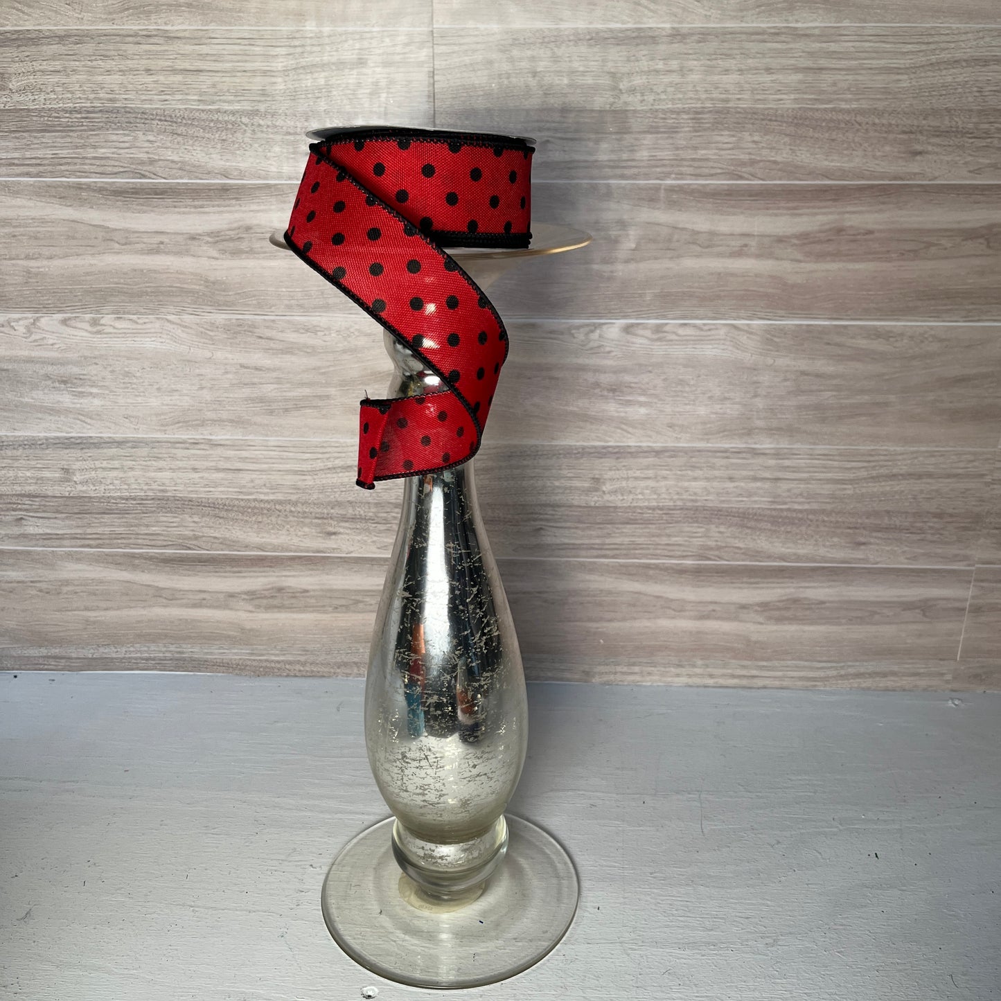 1.5"X10YD Red & Black Polka Dot Ribbon