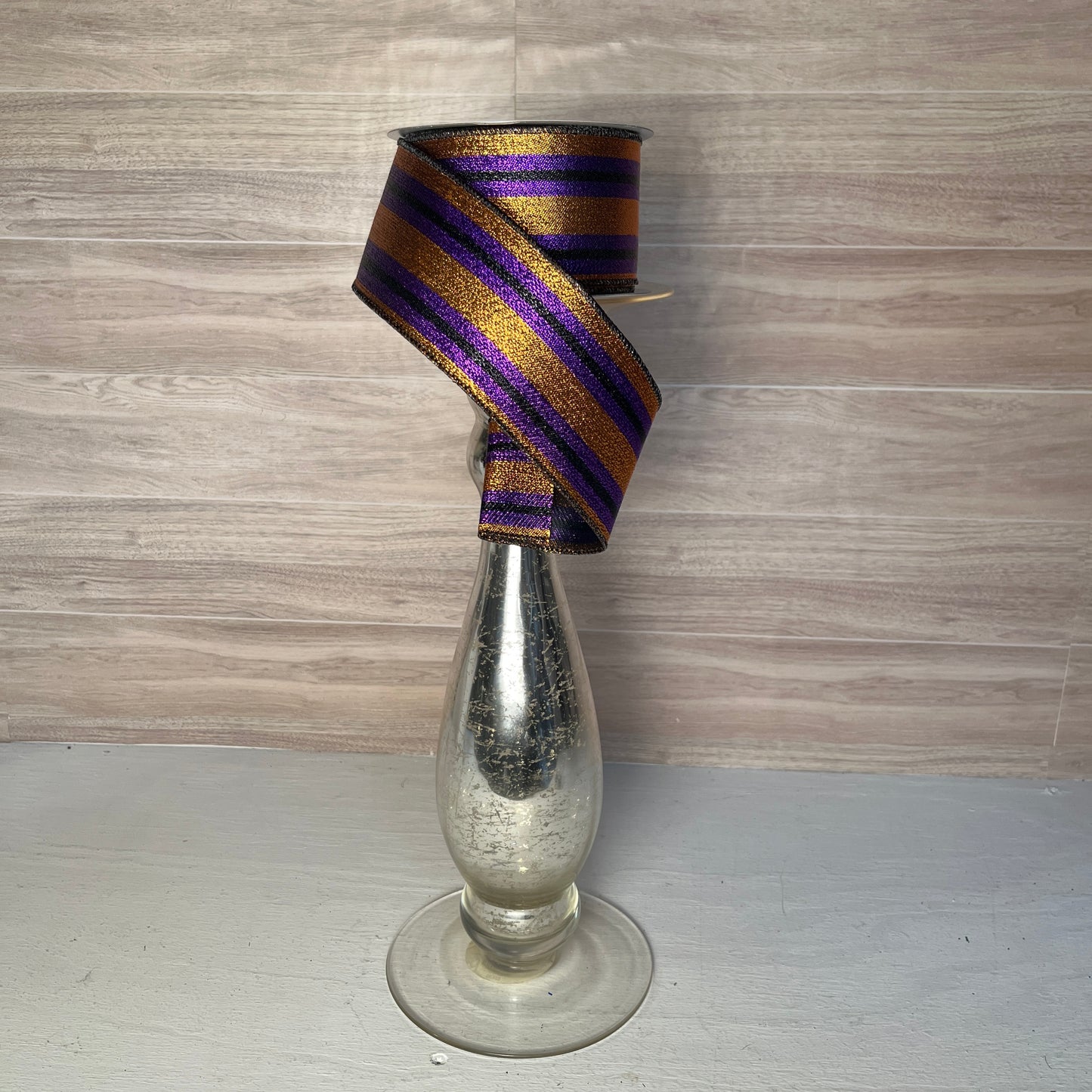 2.5"X10YD Halloween Orange, Purple & Black Metallic Ribbon