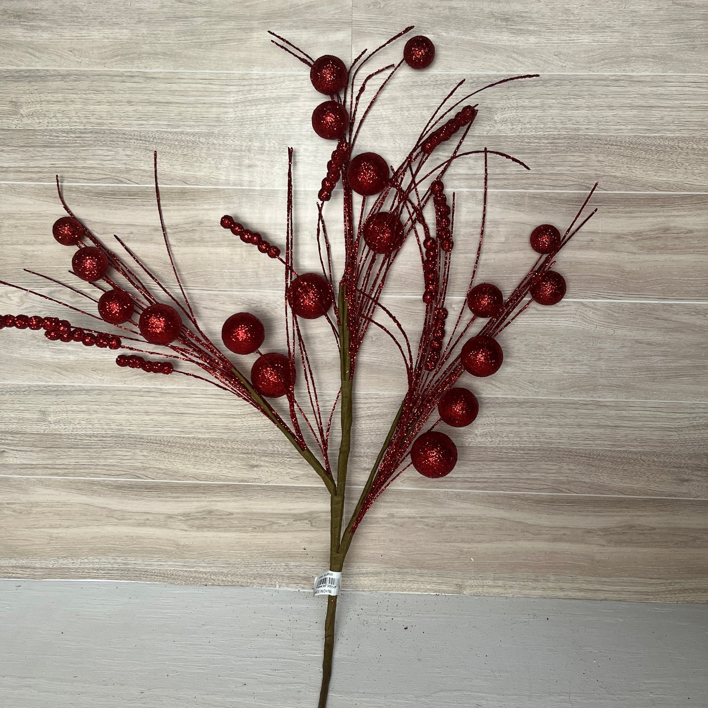 35" L Ball/Monofilament Bead Spike Spray - Red
