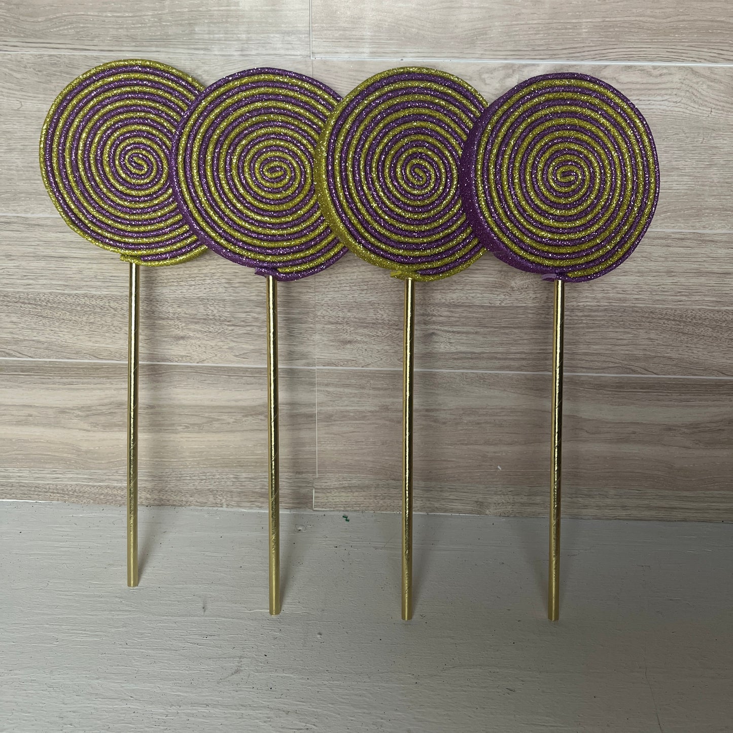 Purple, Gold Foam Lollipops (4)