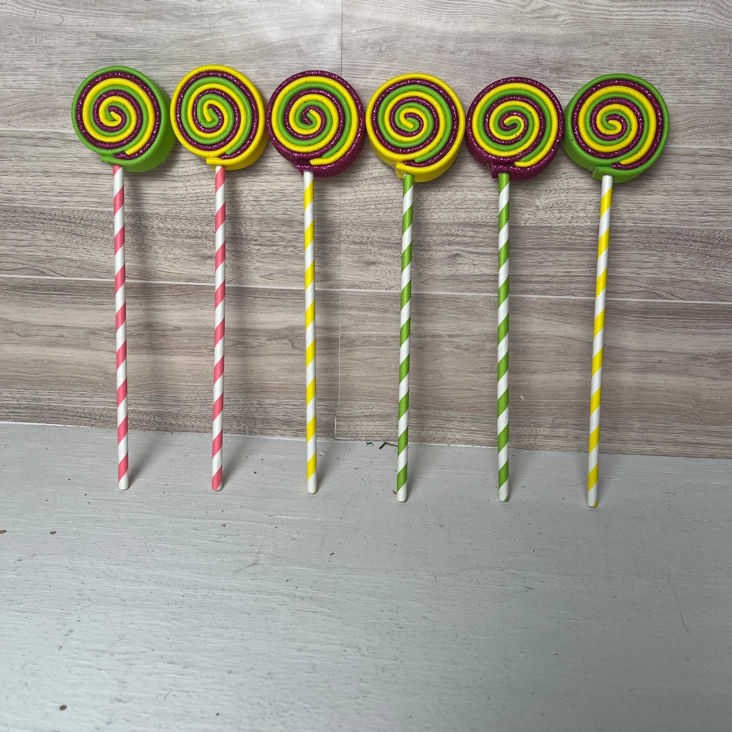 Hot Pink, Yellow, Lime Green MINI Foam Lollipops (6)