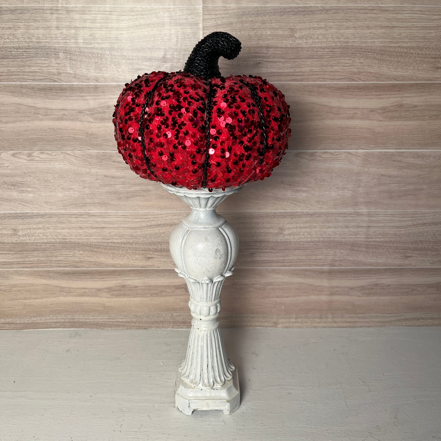7.5"DIA X 6"H Sequin Pumpkin Fuchsia Pink