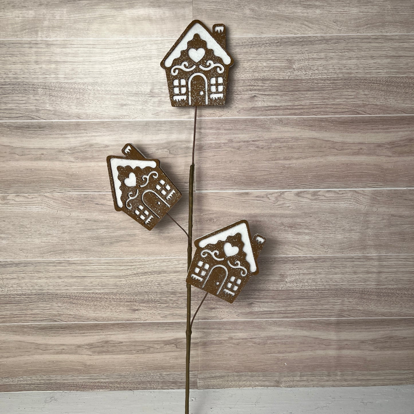 29" Felt Gingerbread House Spray Tan White