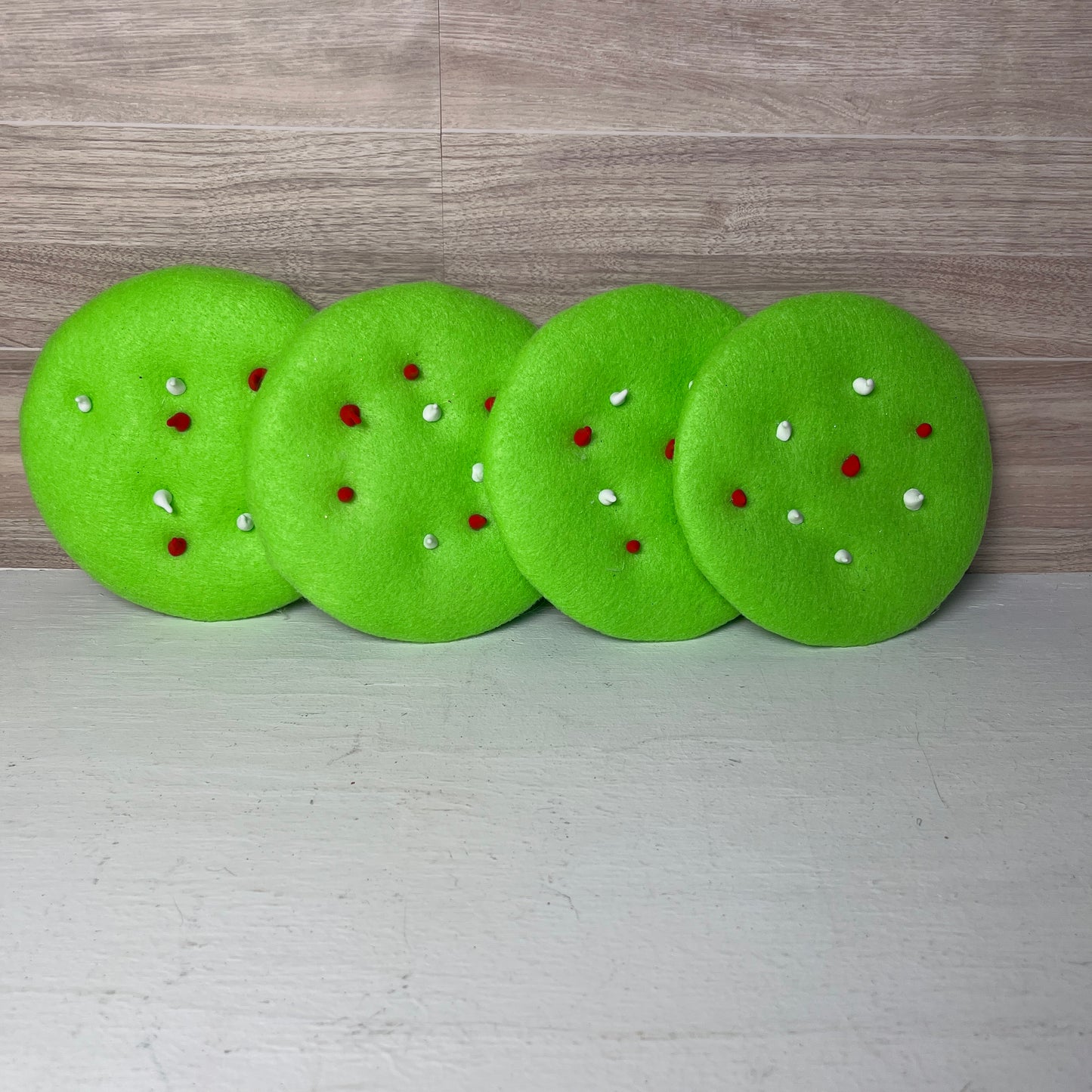Handmade Lime Green Faux Cookies with Faux Morsels (4)